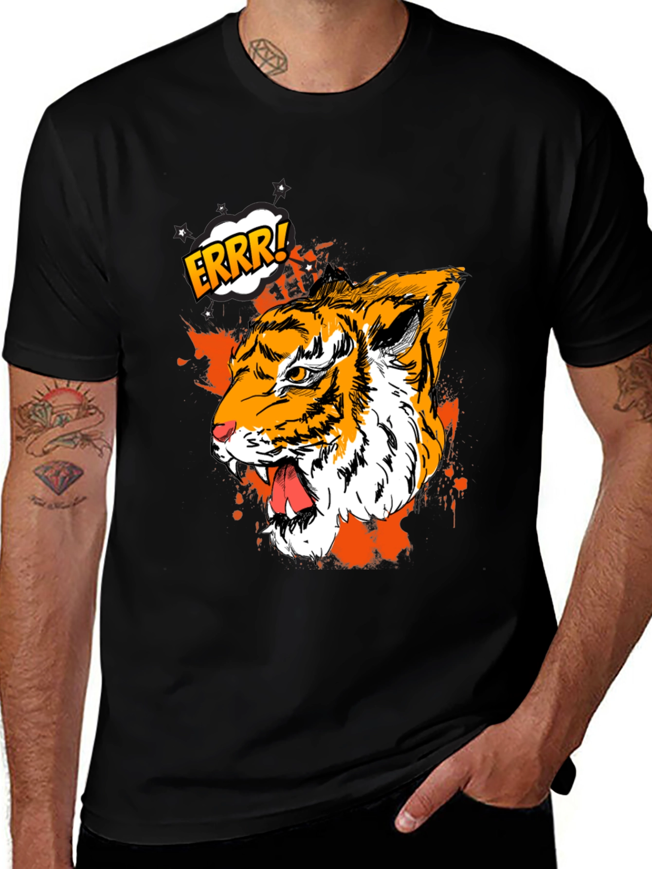 Variant 16 of Roaring Tiger Graphic Black T-Shirt