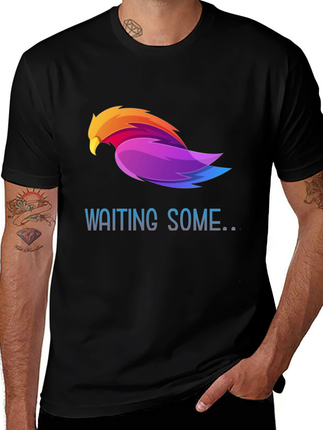 Black Waiting Some Colorful Bird Graphic T-Shirt main image