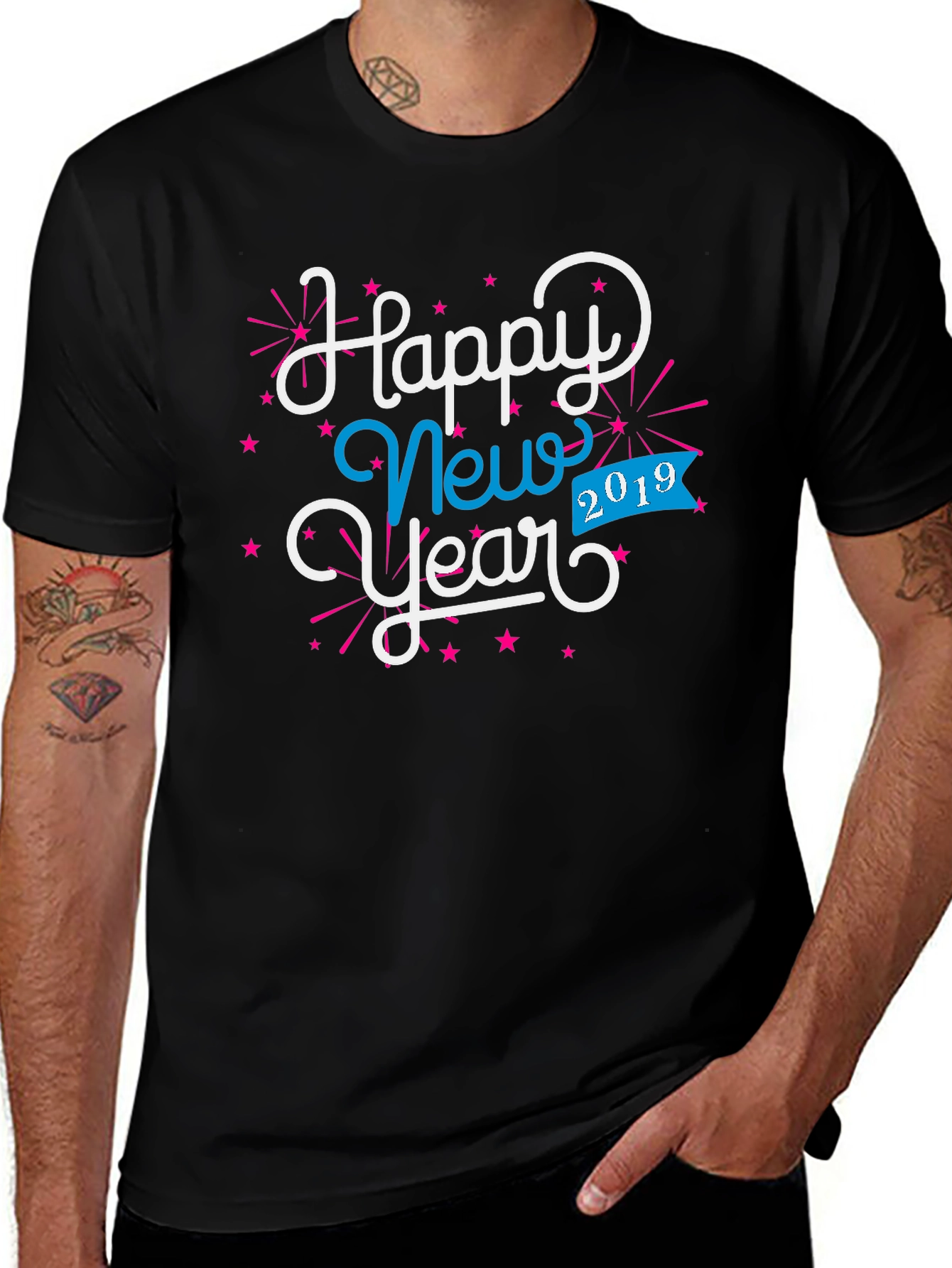Happy New Year 2019 Black Graphic Tee