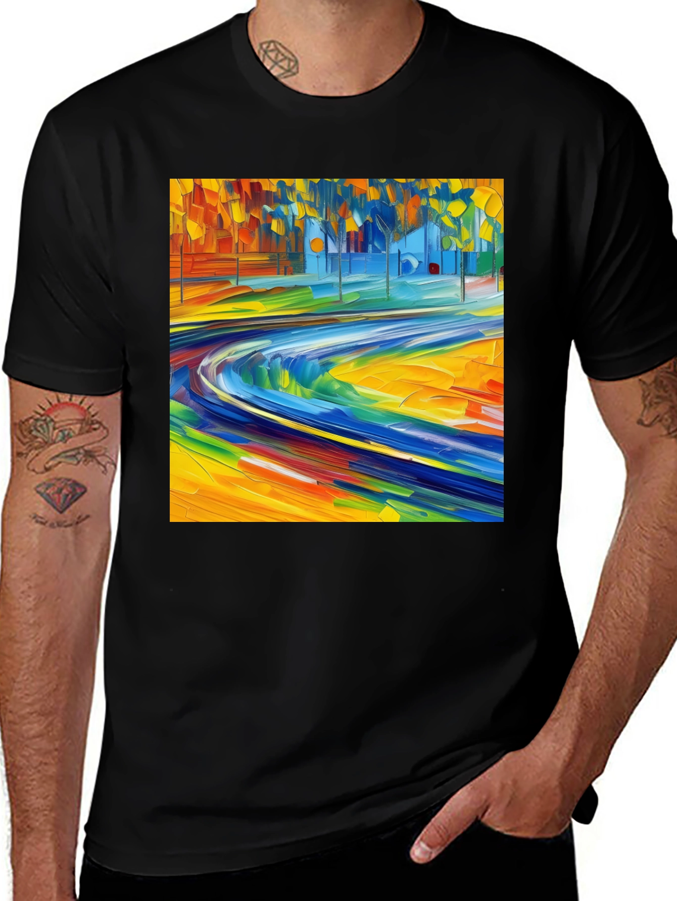 Variant 14 of Abstract Art Print Black T-Shirt - Vibrant Casual Style