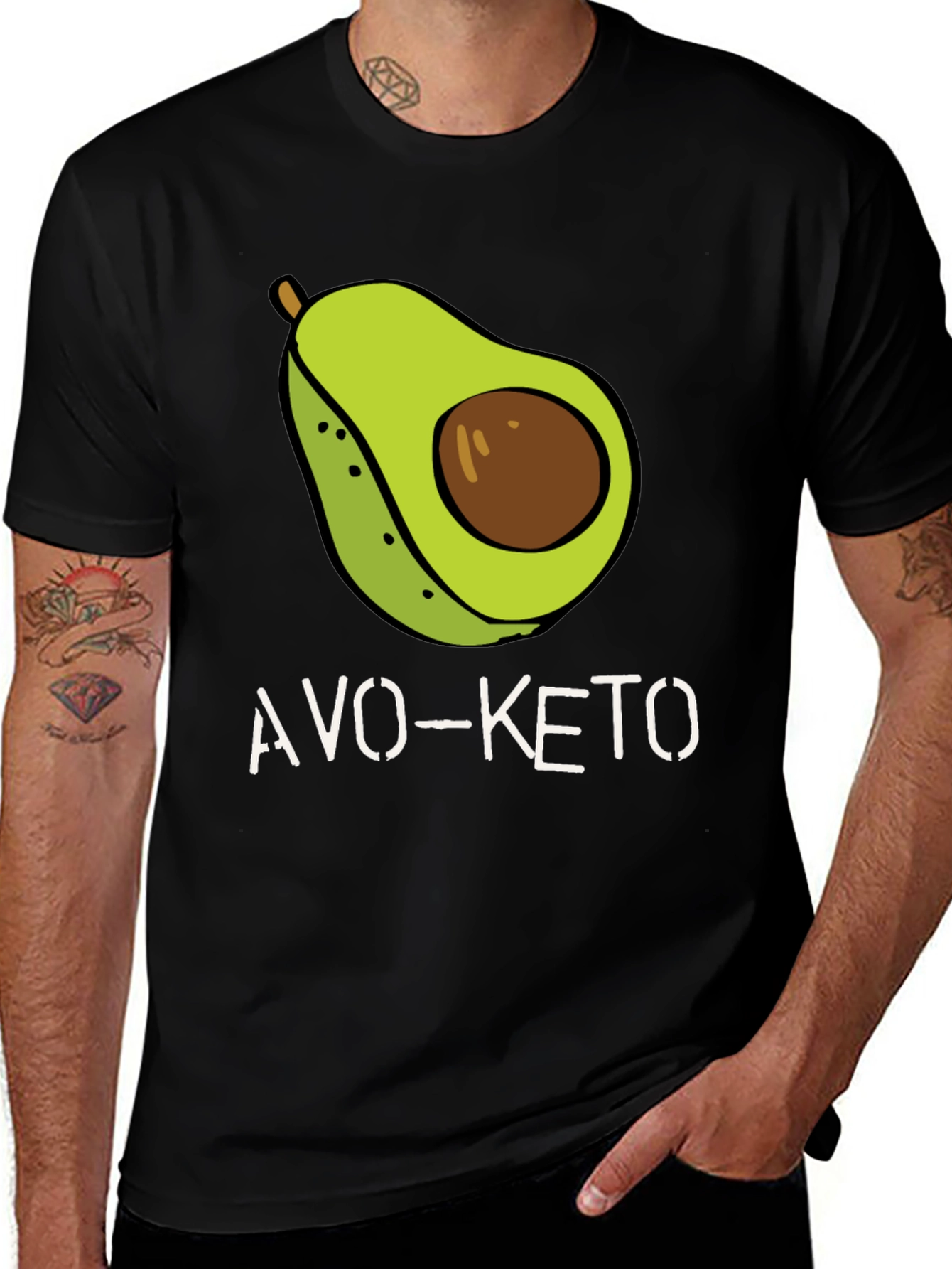 Variant 12 of Avo-Keto Graphic T-Shirt - Funny Avocado Keto Diet Tee