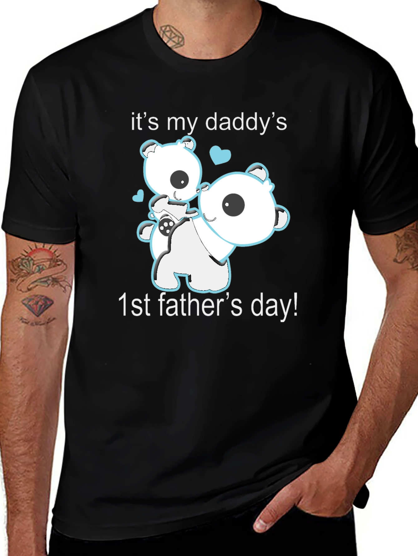 Variant 8 of Cute "It's My Daddy's 1st Father's Day!" Black T-Shirt
