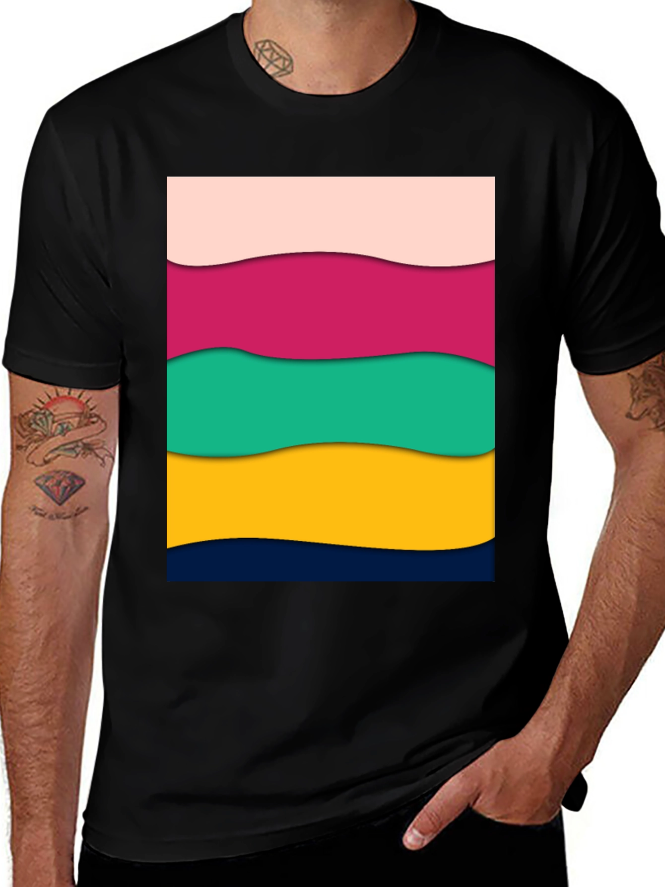 Colorful Abstract Wave Graphic Print T-Shirt