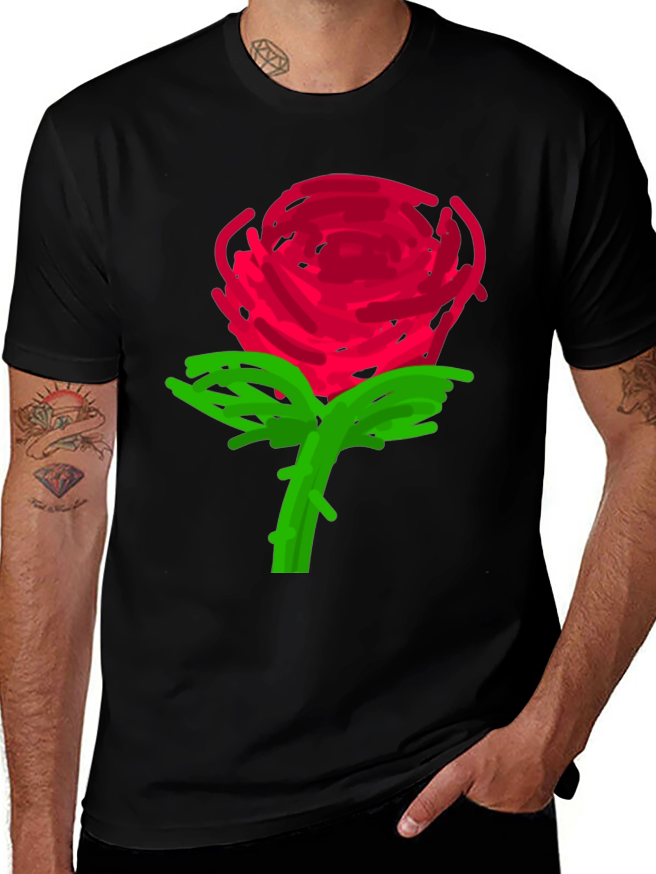 Rose Graphic Black T-Shirt