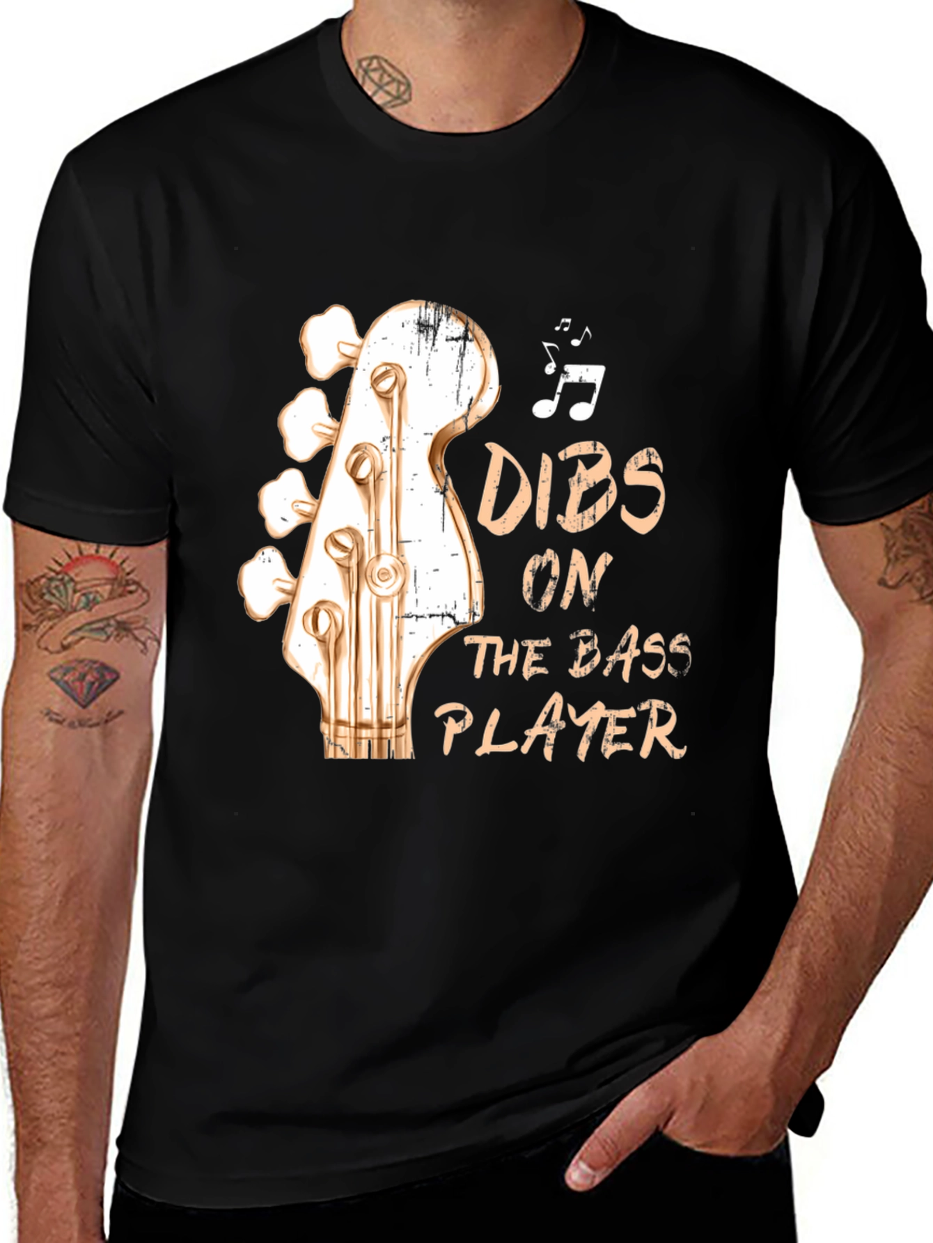 Variant 30 of Dibs On The Bass Player Black Graphic Tee Shirt