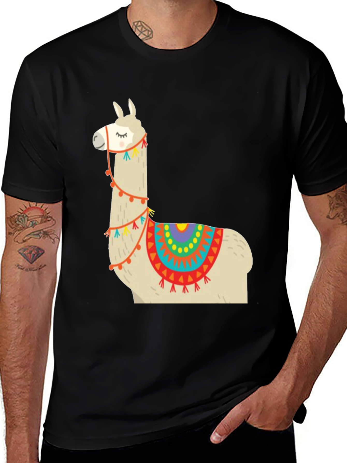 Variant 11 of Llama Graphic T-Shirt - Men's Black Tee