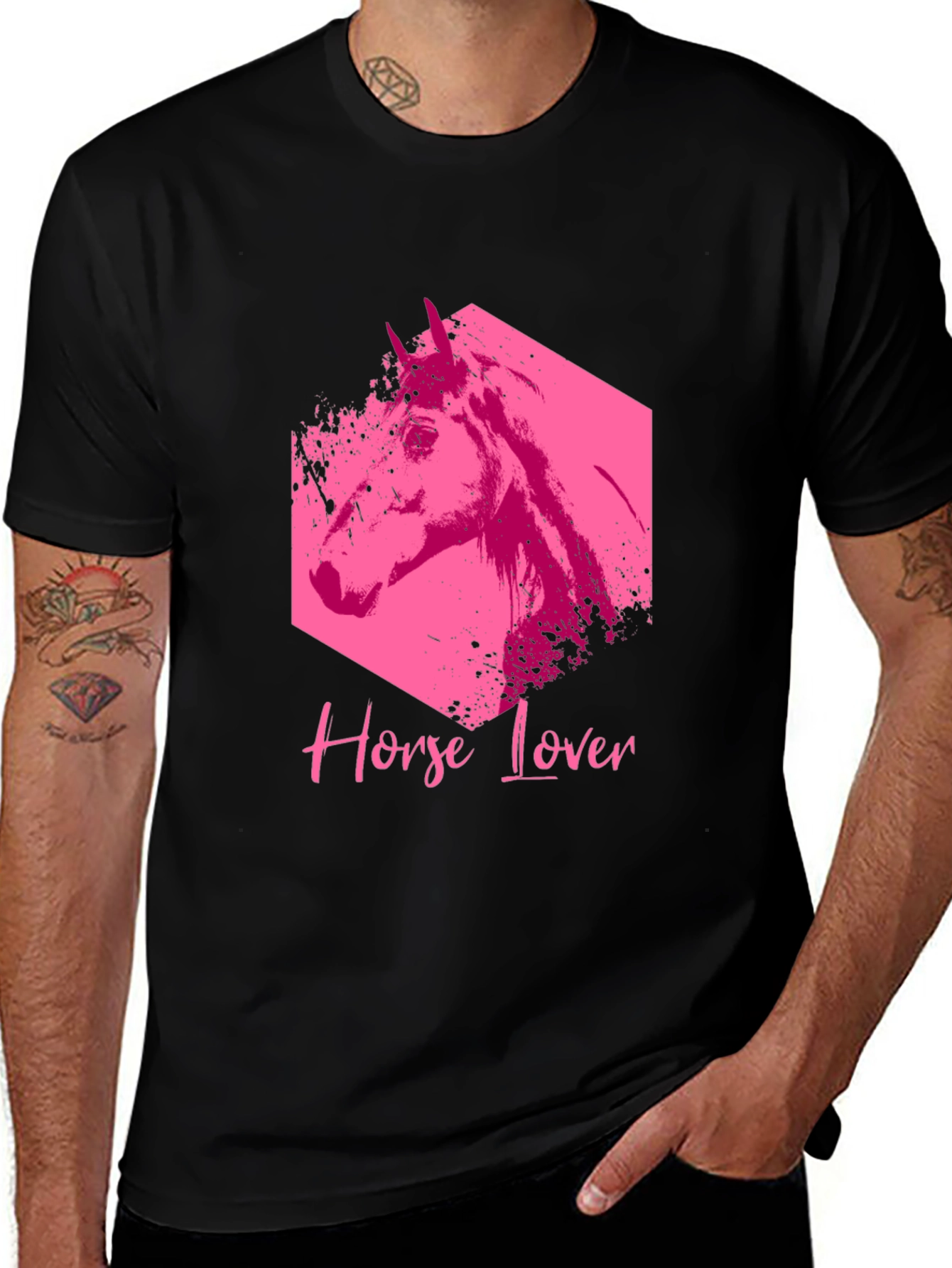 Horse Lover Graphic Tee - Black Cotton Blend