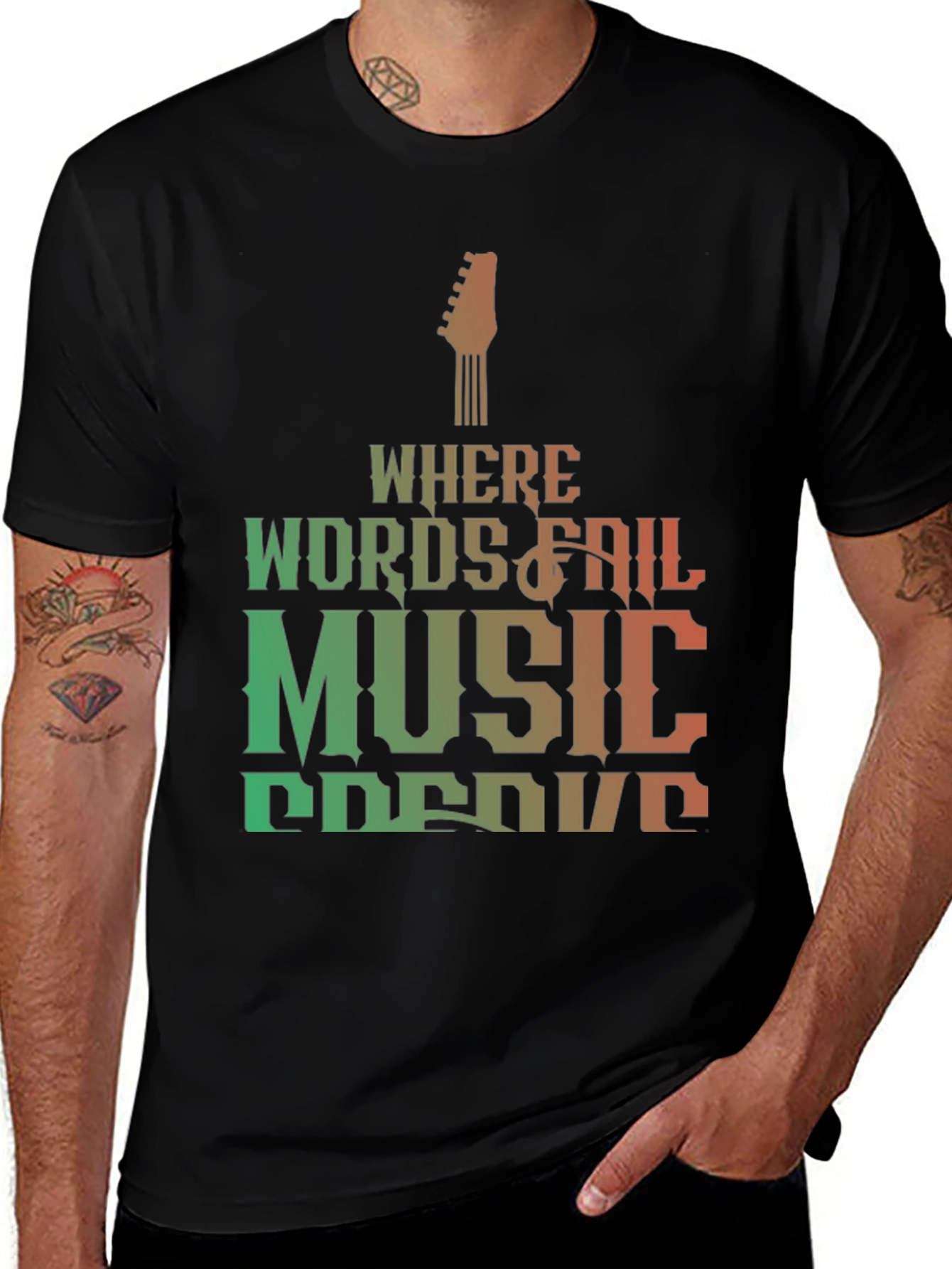 Variant 23 of Music Speaks T-Shirt - Where Words Fail Design