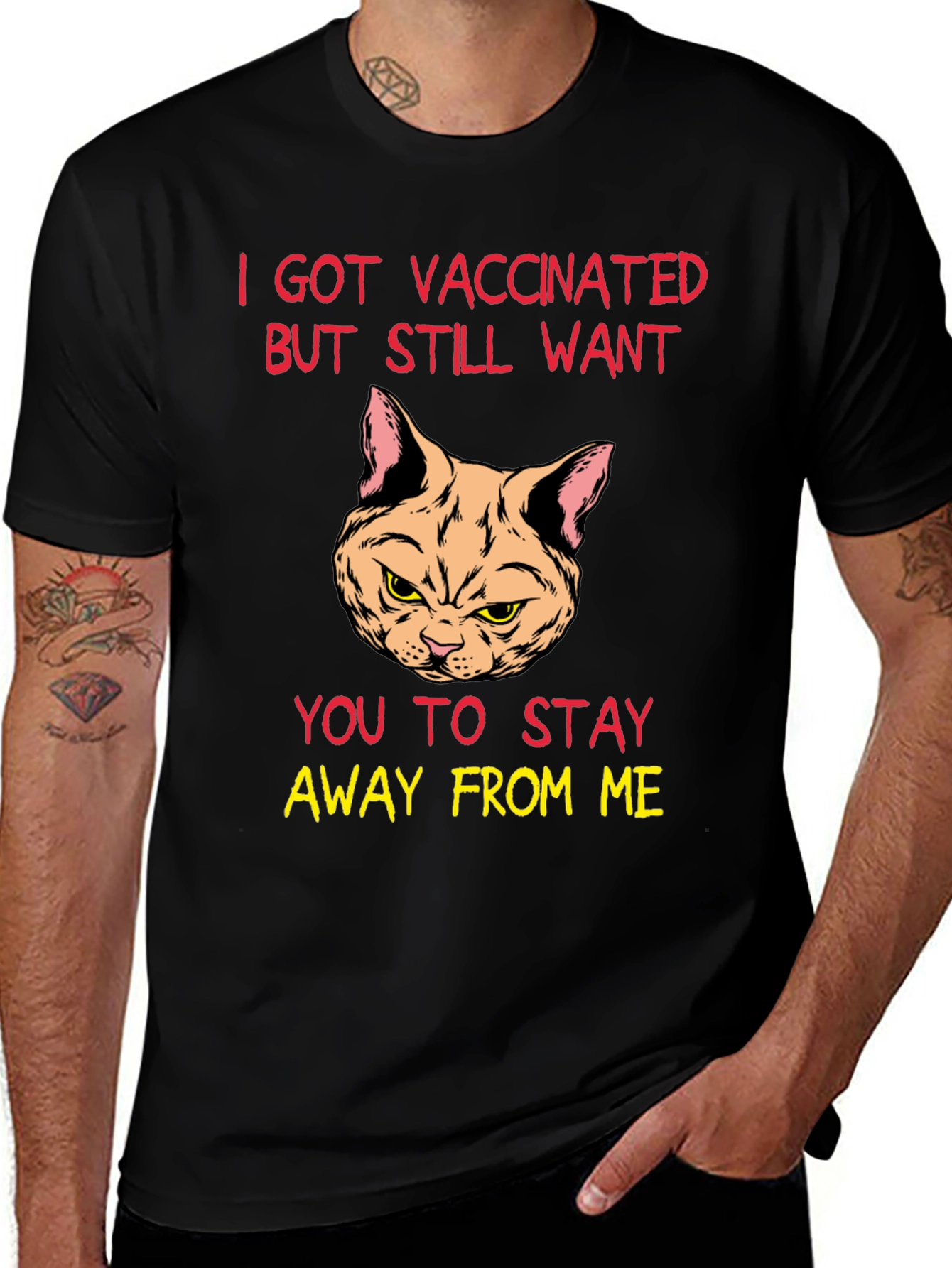 Variant 24 of Vaccinated Cat Graphic T-Shirt