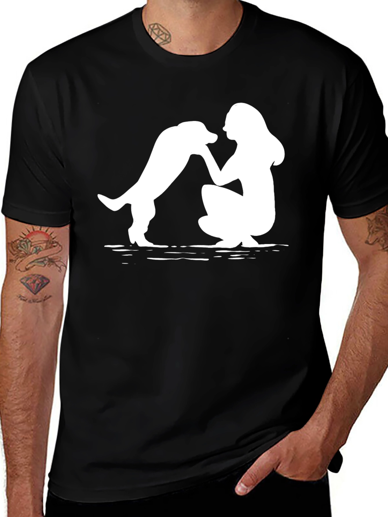 Variant 6 of Dog Lover Tee - Woman & Dog Silhouette