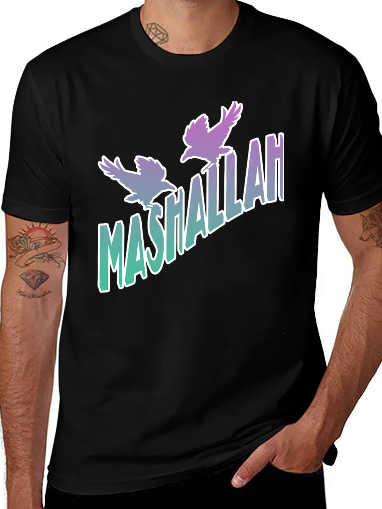 Variant 20 of Mashallah Birds Graphic Tee - Black