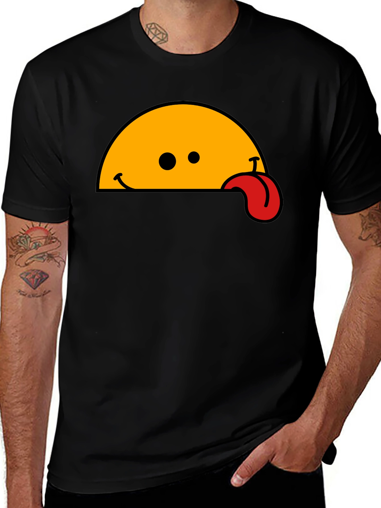 Variant 21 of Wacky Tongue T-Shirt - Black Cotton Blend