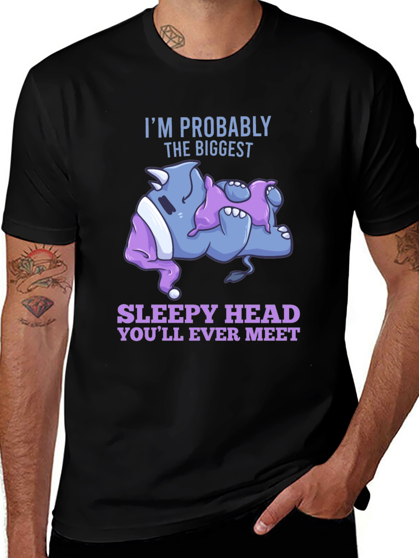 Variant 10 of Sleepy Rhino Graphic Tee - The Biggest Sleepy Head!
