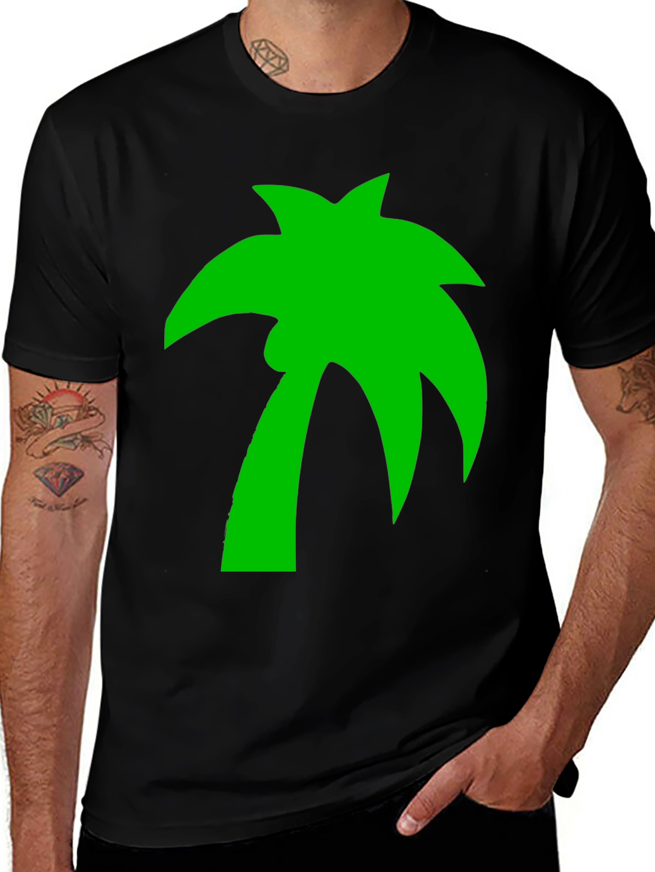 Variant 22 of Tropical Palm Tree Graphic Tee - Black