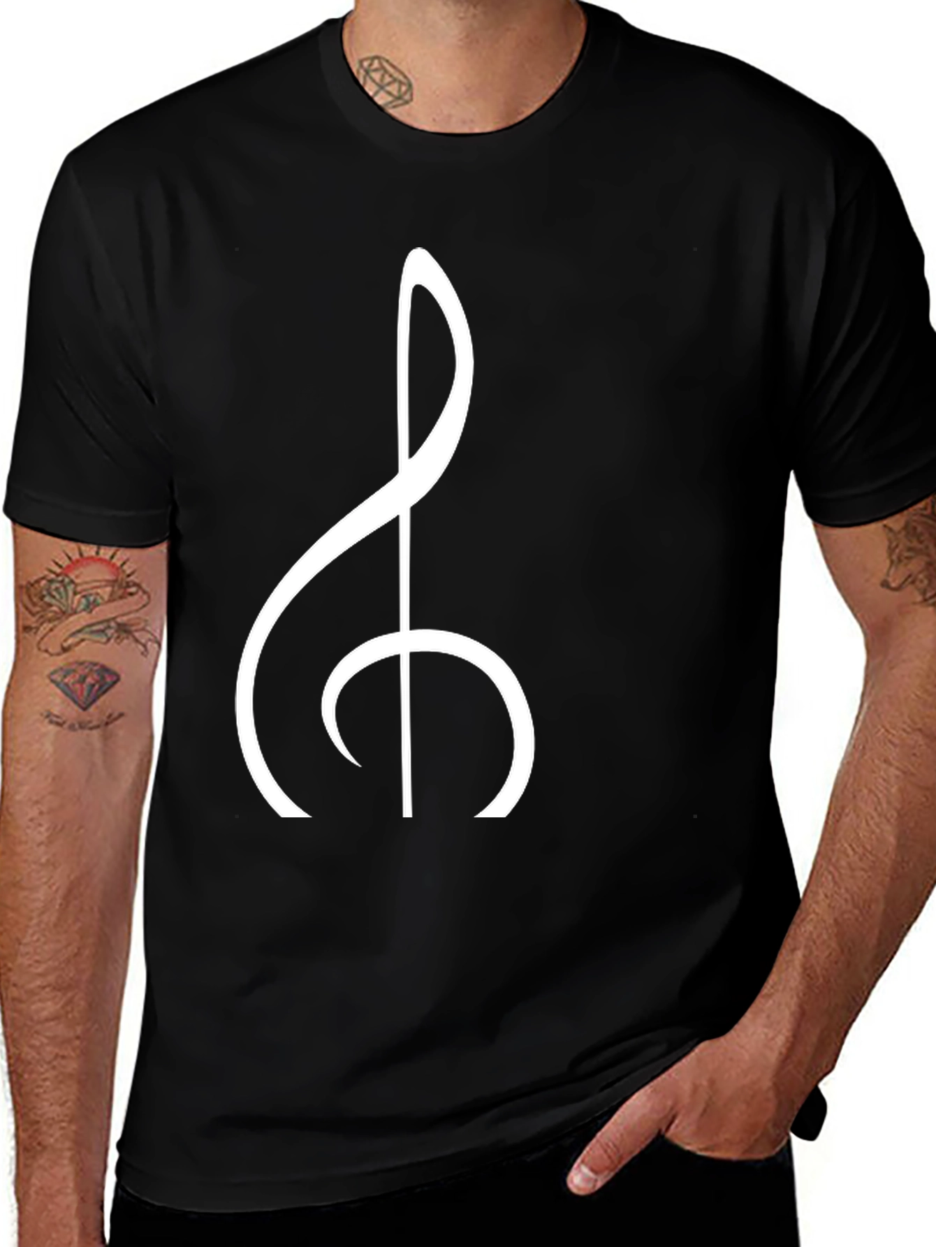 Variant 6 of Music Note Graphic Black T-Shirt