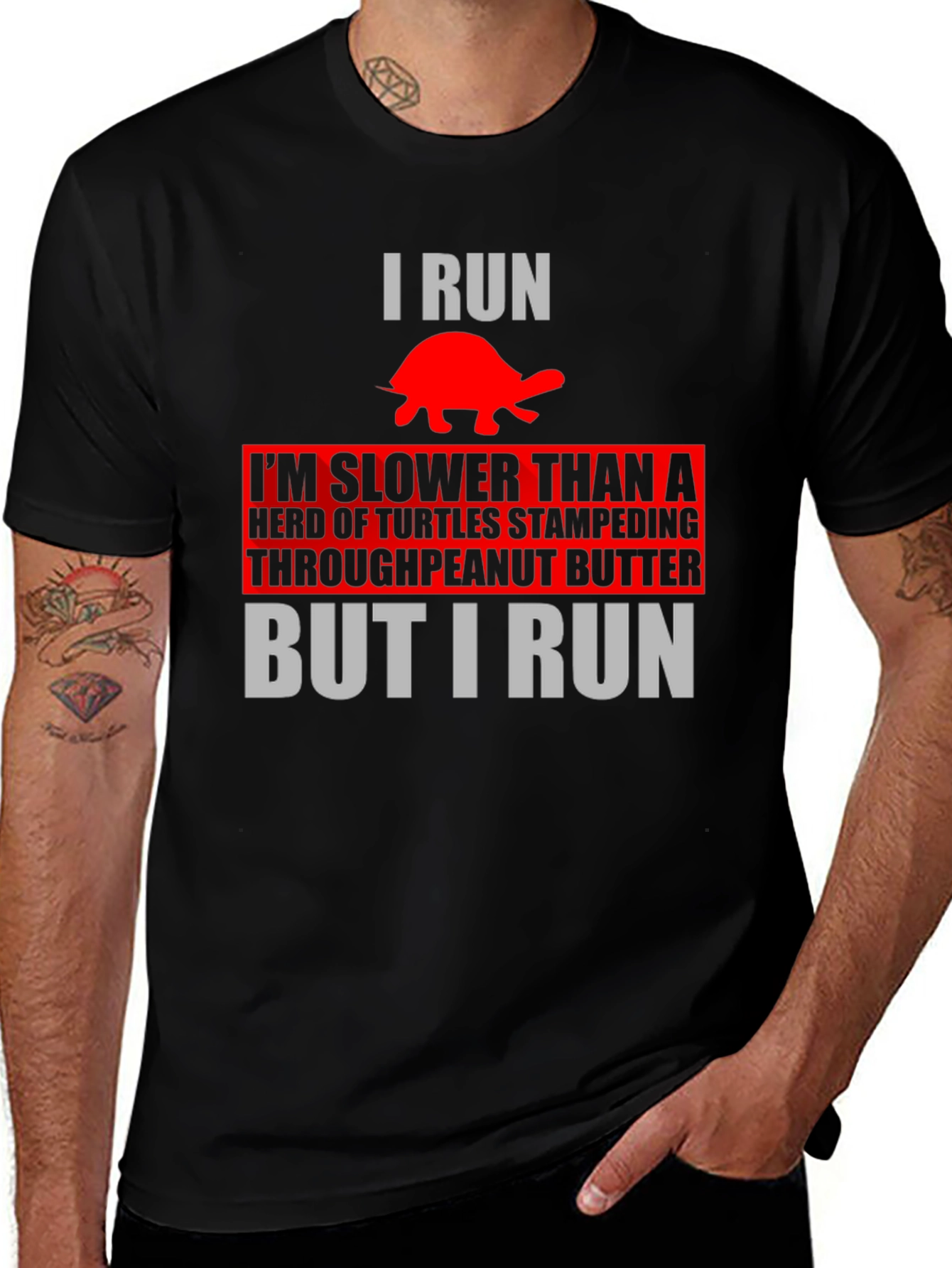 Variant 11 of Funny Turtle Runner T-Shirt: I Run Slower Than Turtles
