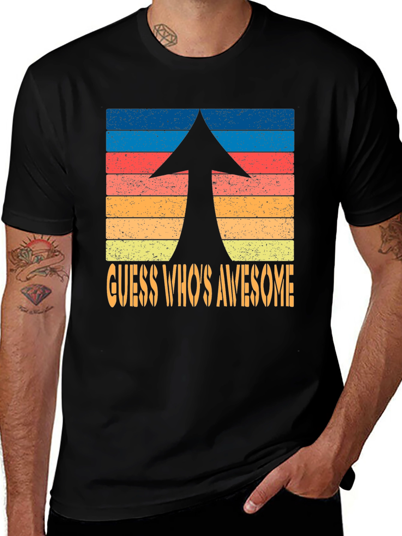 Variant 13 of Guess Who's Awesome Retro Arrow Graphic T-Shirt