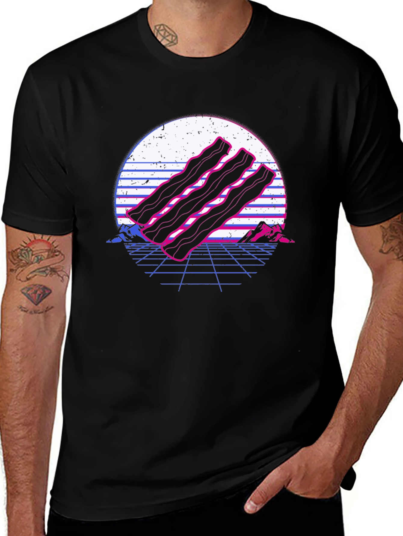 Variant 20 of Retro Bacon T-Shirt - Vaporwave Style