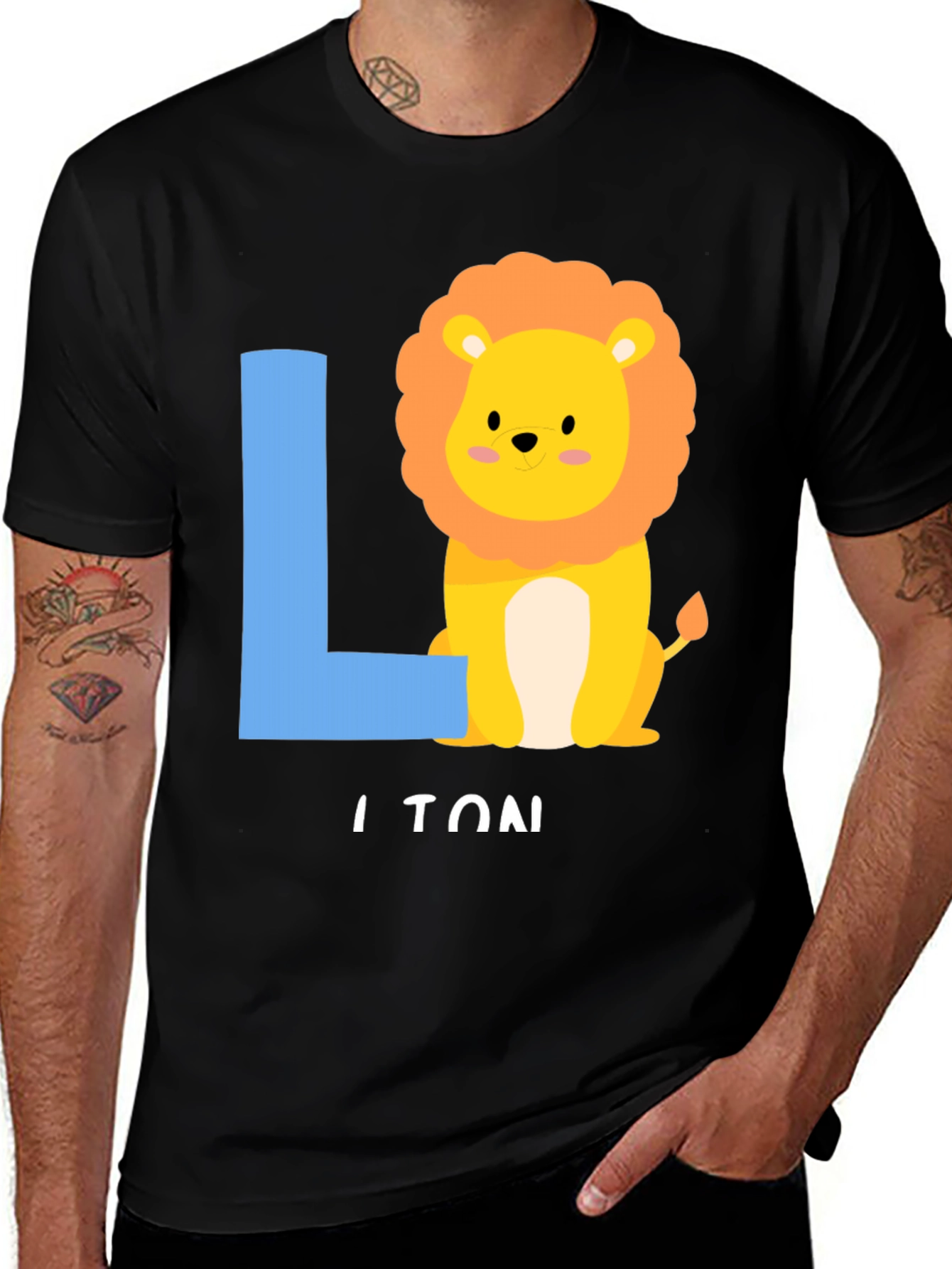 Variant 10 of Lion Initial T-Shirt - Kids Alphabet Tee