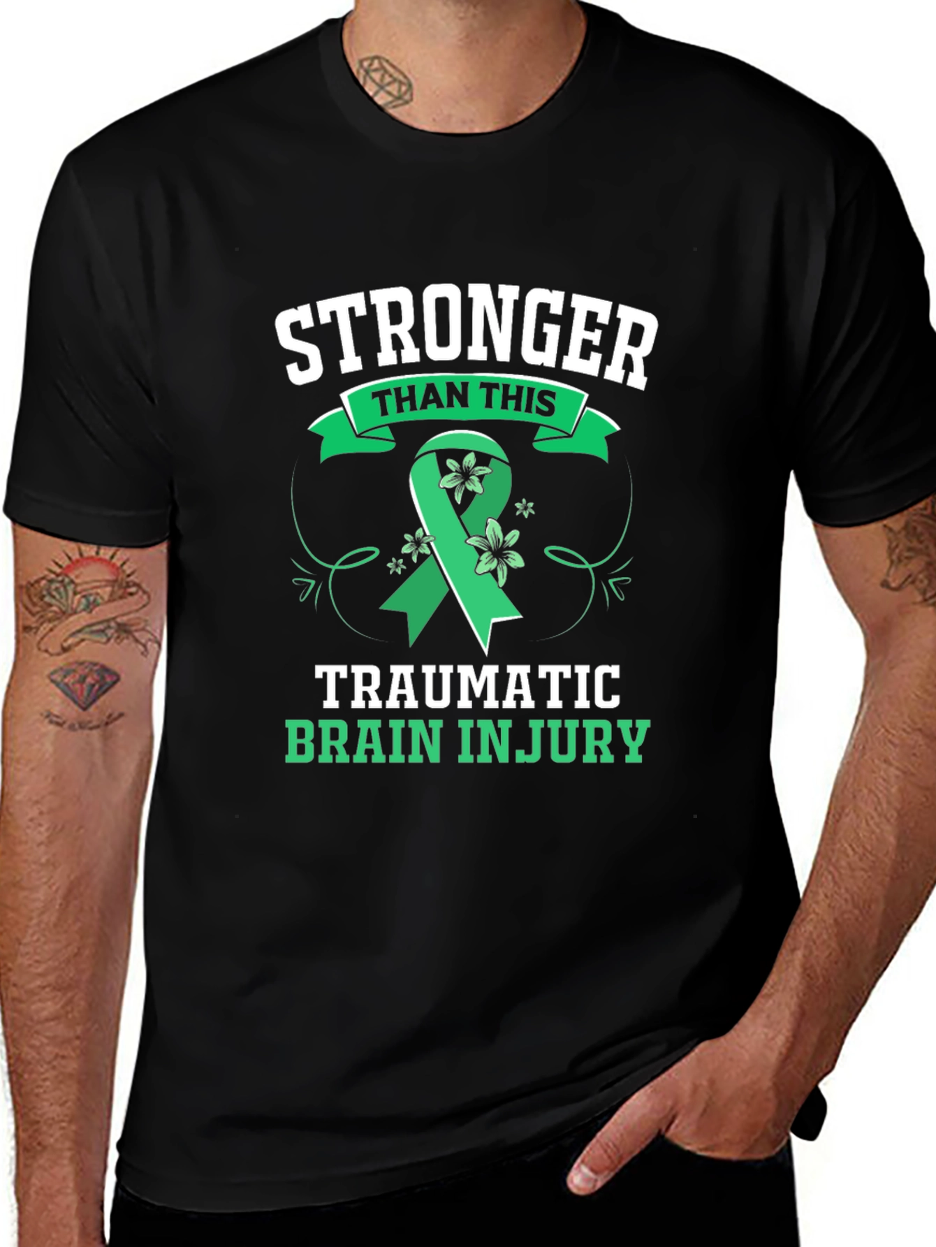 Variant 25 of Stronger Than This TBI Awareness Ribbon Graphic Tee
