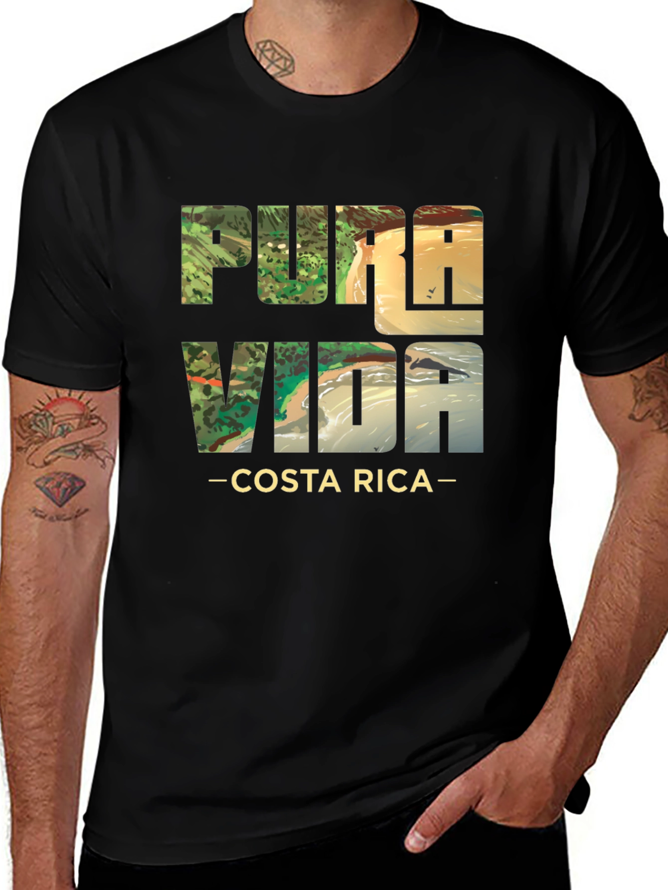 Pura Vida Costa Rica Black T-Shirt