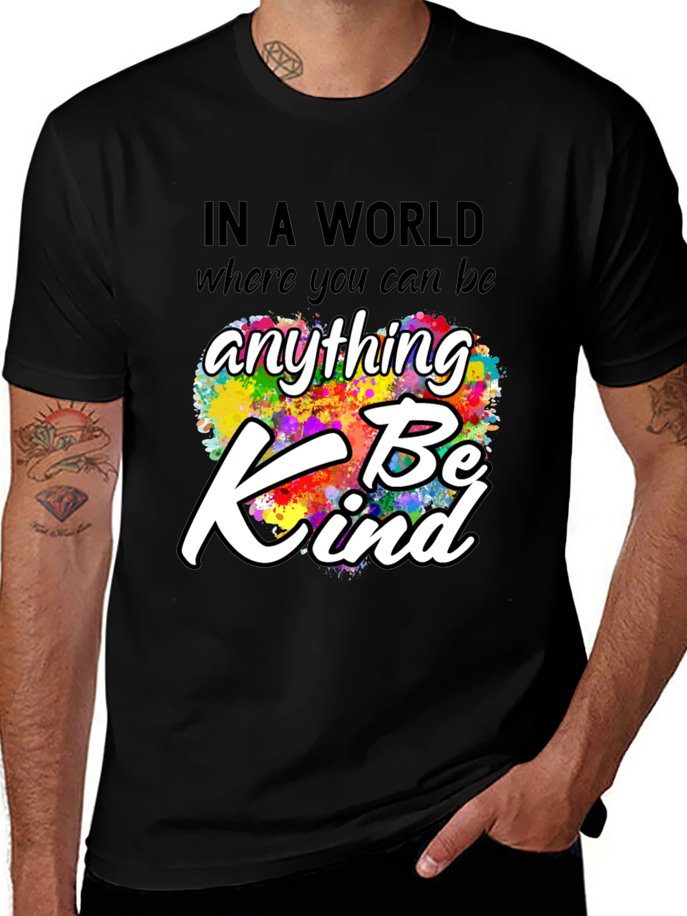 Variant 20 of Be Kind Graphic Tee - Colorful Inspirational Design