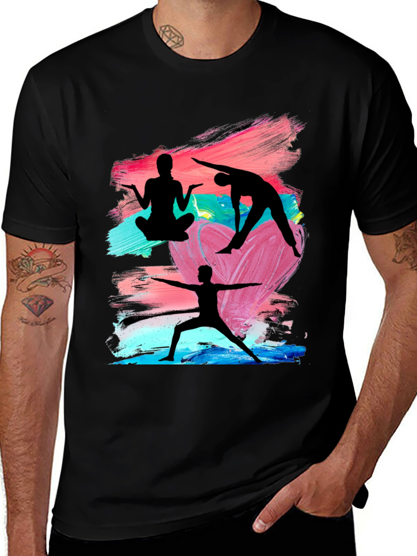 Variant 2 of Yoga Silhouette Graphic Black T-Shirt