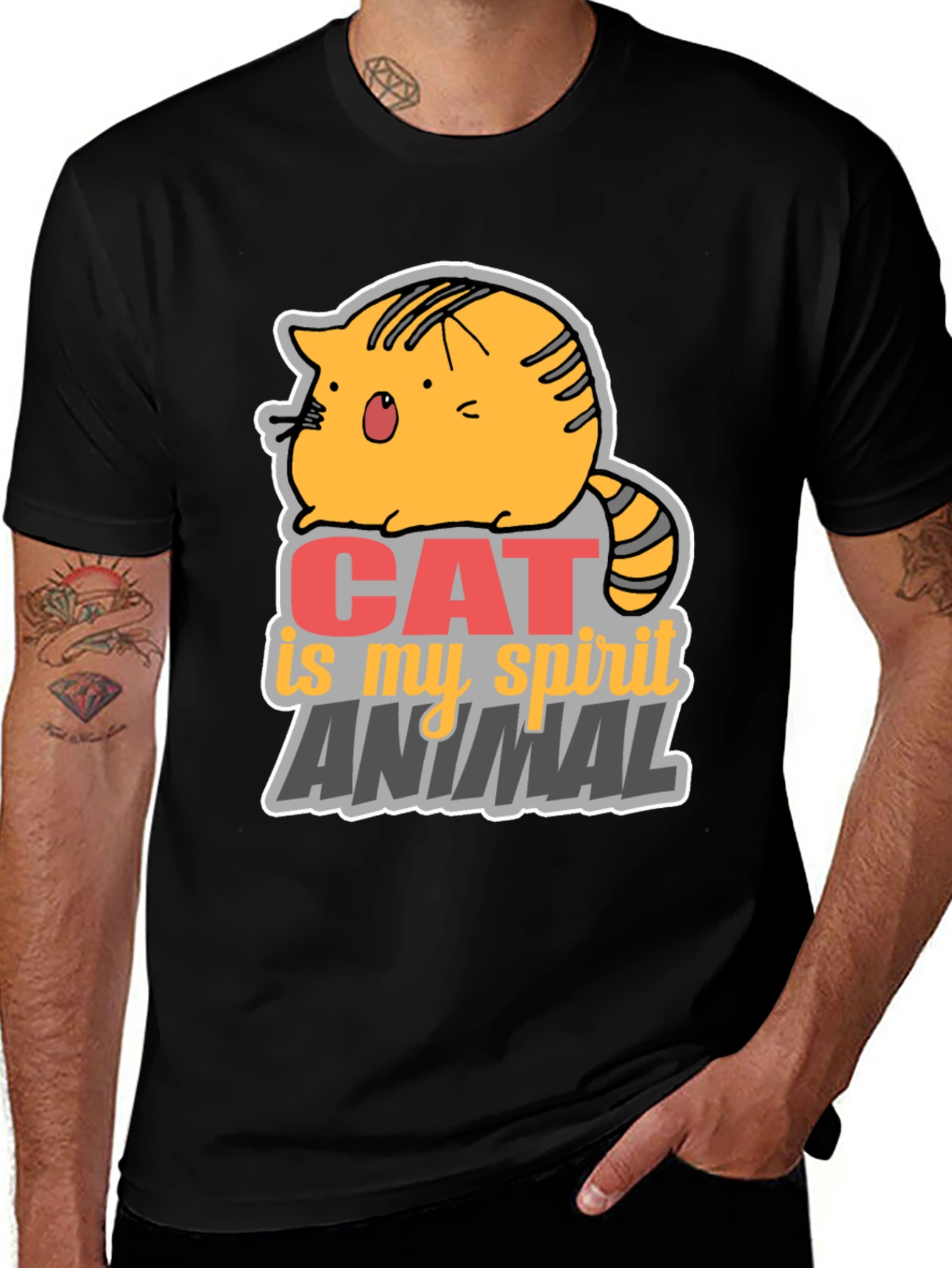 Variant 19 of Cat is My Spirit Animal Black T-Shirt