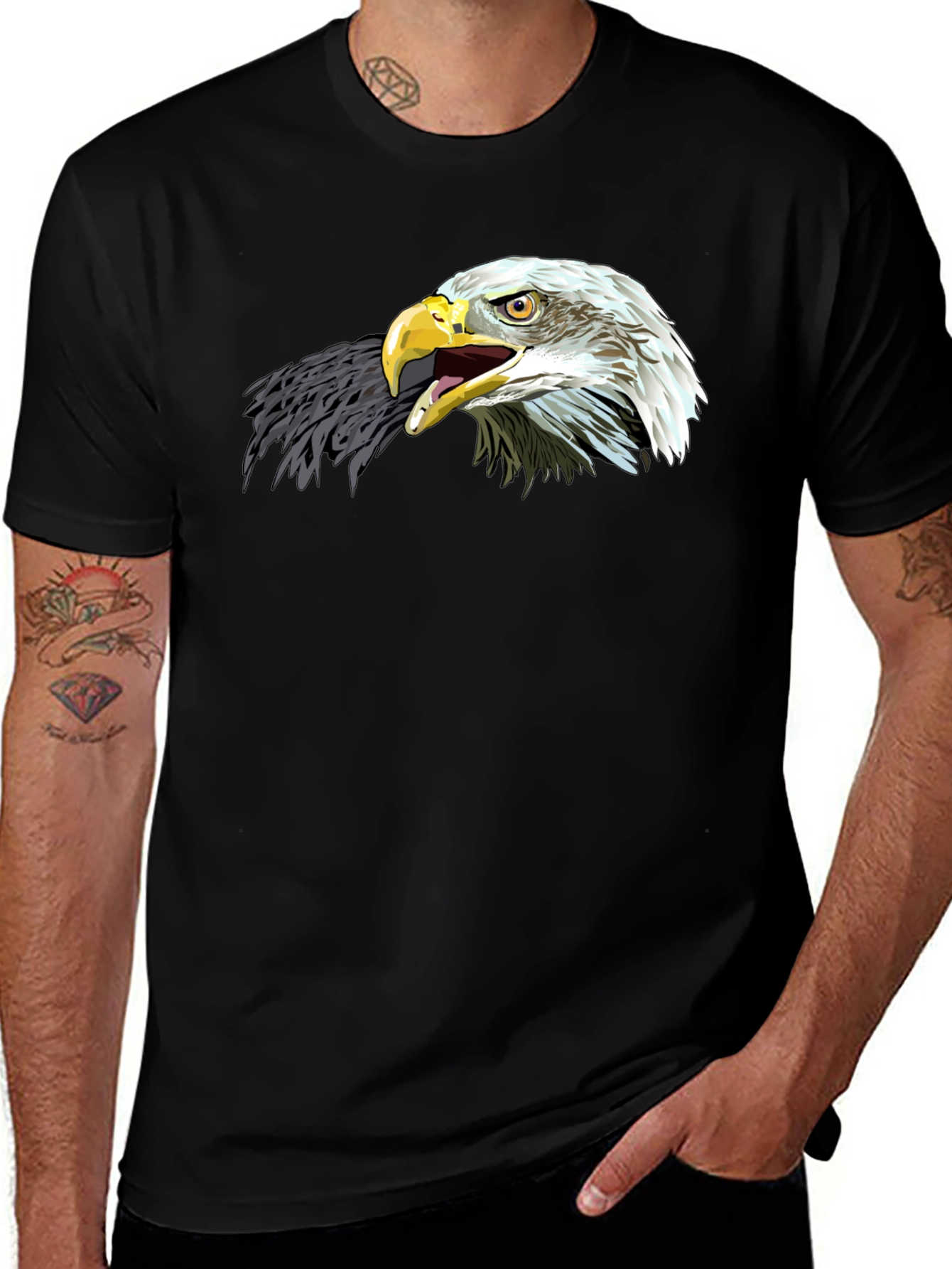 Variant 19 of Bold Eagle Graphic Tee - Black Cotton Blend T-Shirt