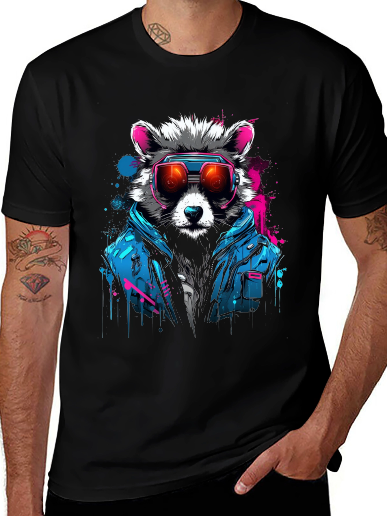 Variant 14 of Cyberpunk Raccoon Graphic Tee