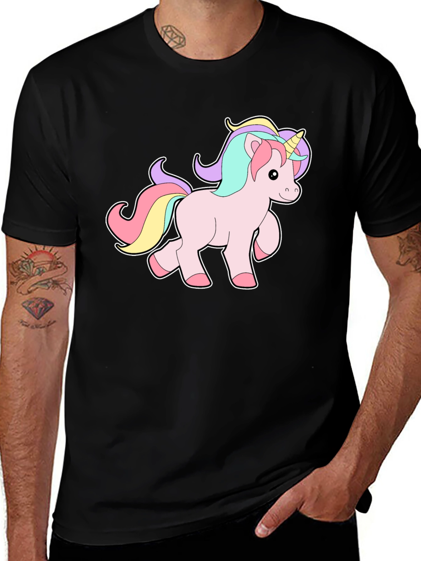 Variant 17 of Unicorn Graphic Tee - Men's Black T-Shirt