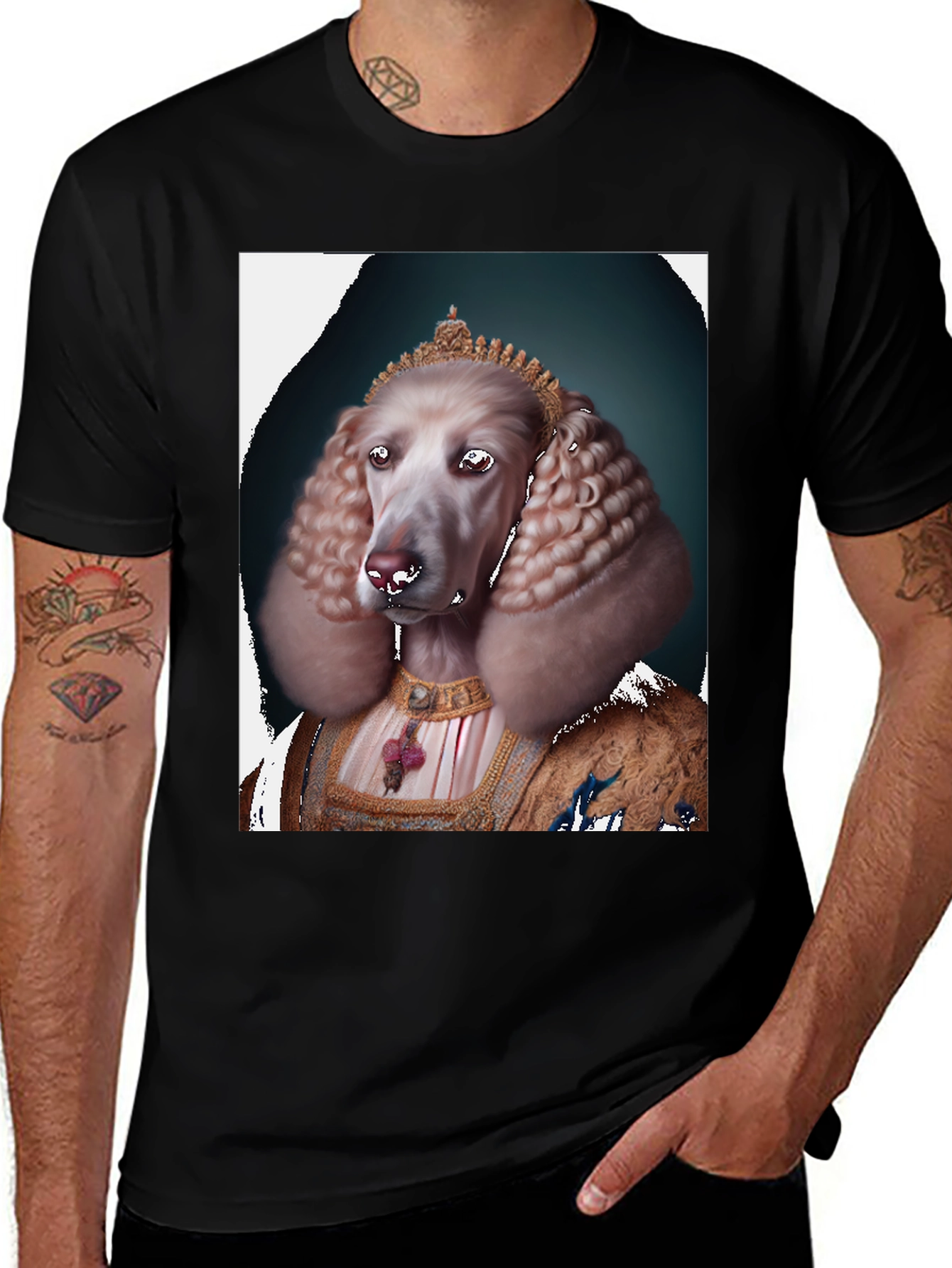 Variant 23 of Royal Poodle T-Shirt: Unique Animal Portrait Tee