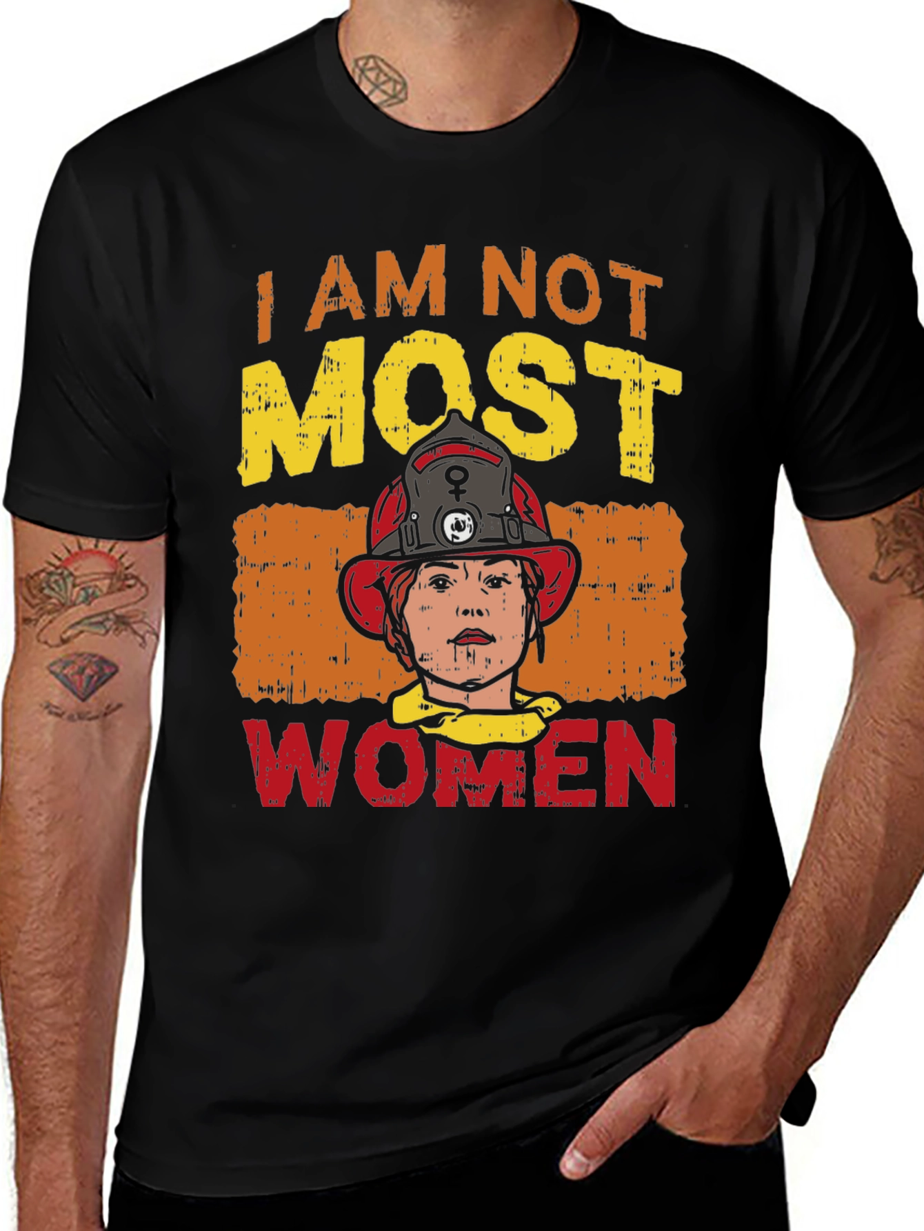 Black I Am Not Most Women Firefighter Graphic T-Shirt main image