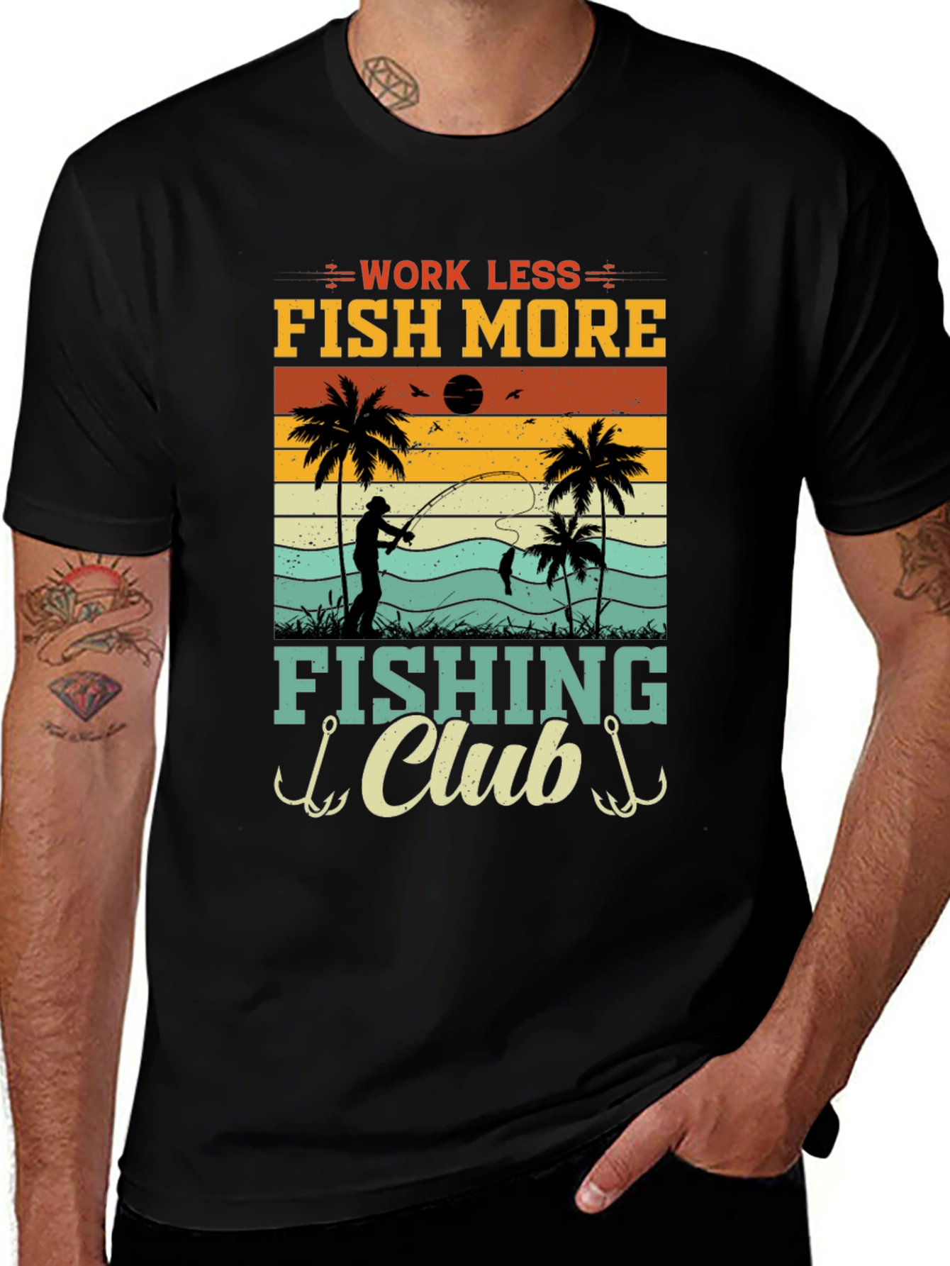 Variant 20 of Work Less Fish More Fishing Club Graphic Tee
