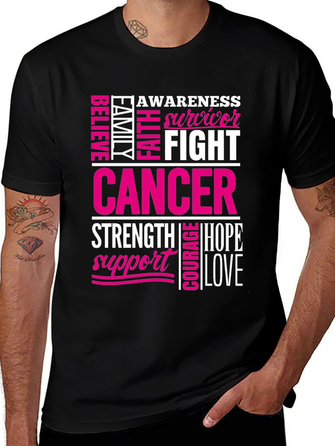 Black Cancer Awareness T-Shirt main image