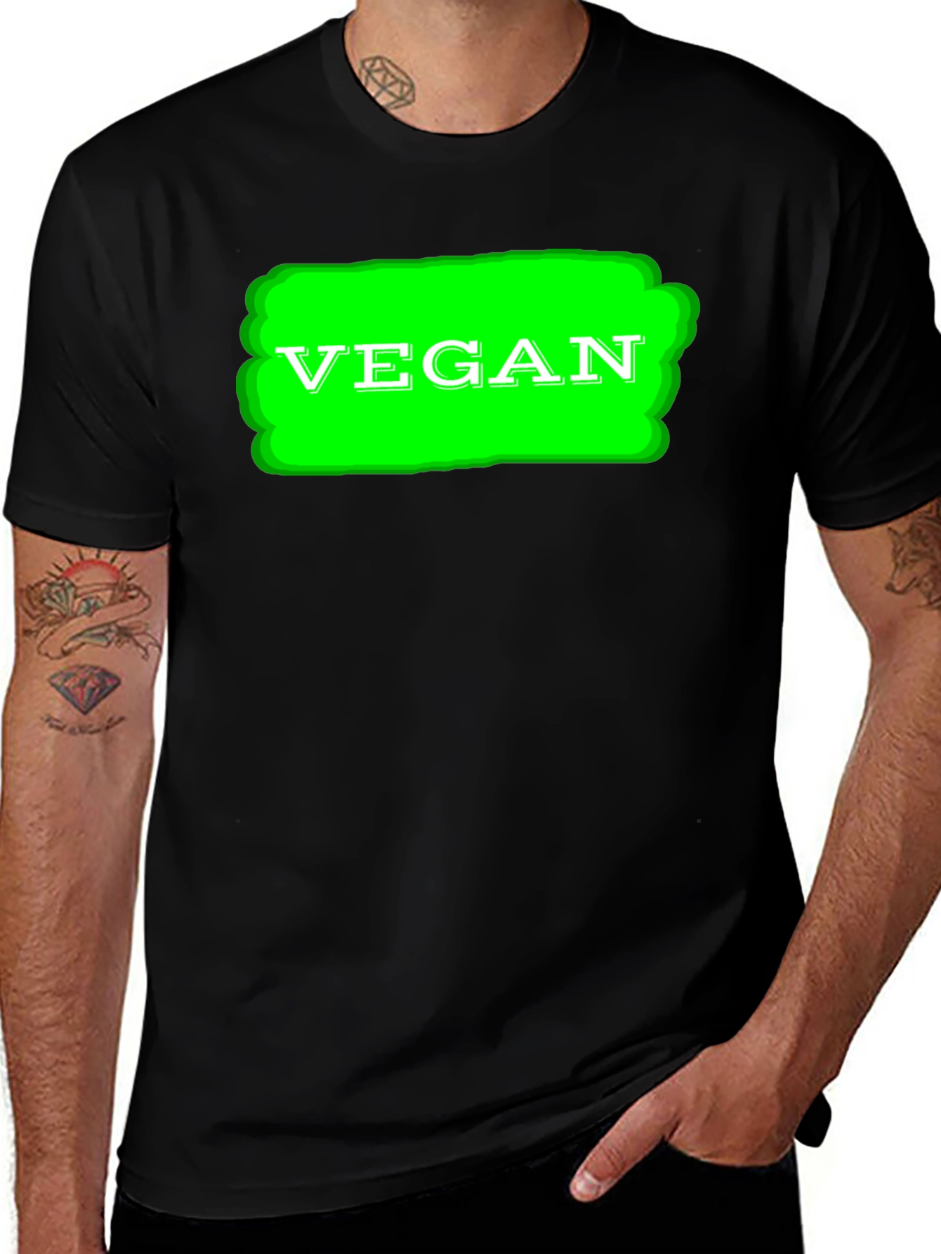Variant 12 of Vegan Graphic T-Shirt - Black Cotton Tee