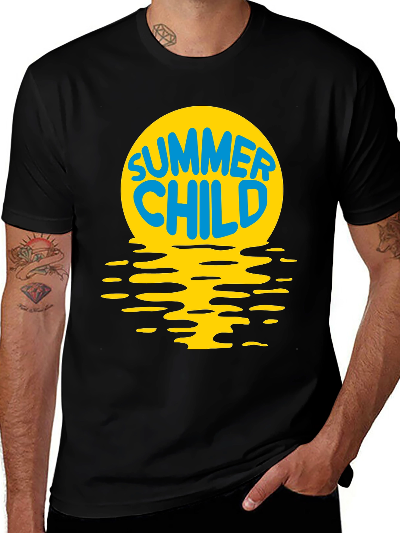 Variant 21 of Summer Child T-Shirt - Black Cotton Tee