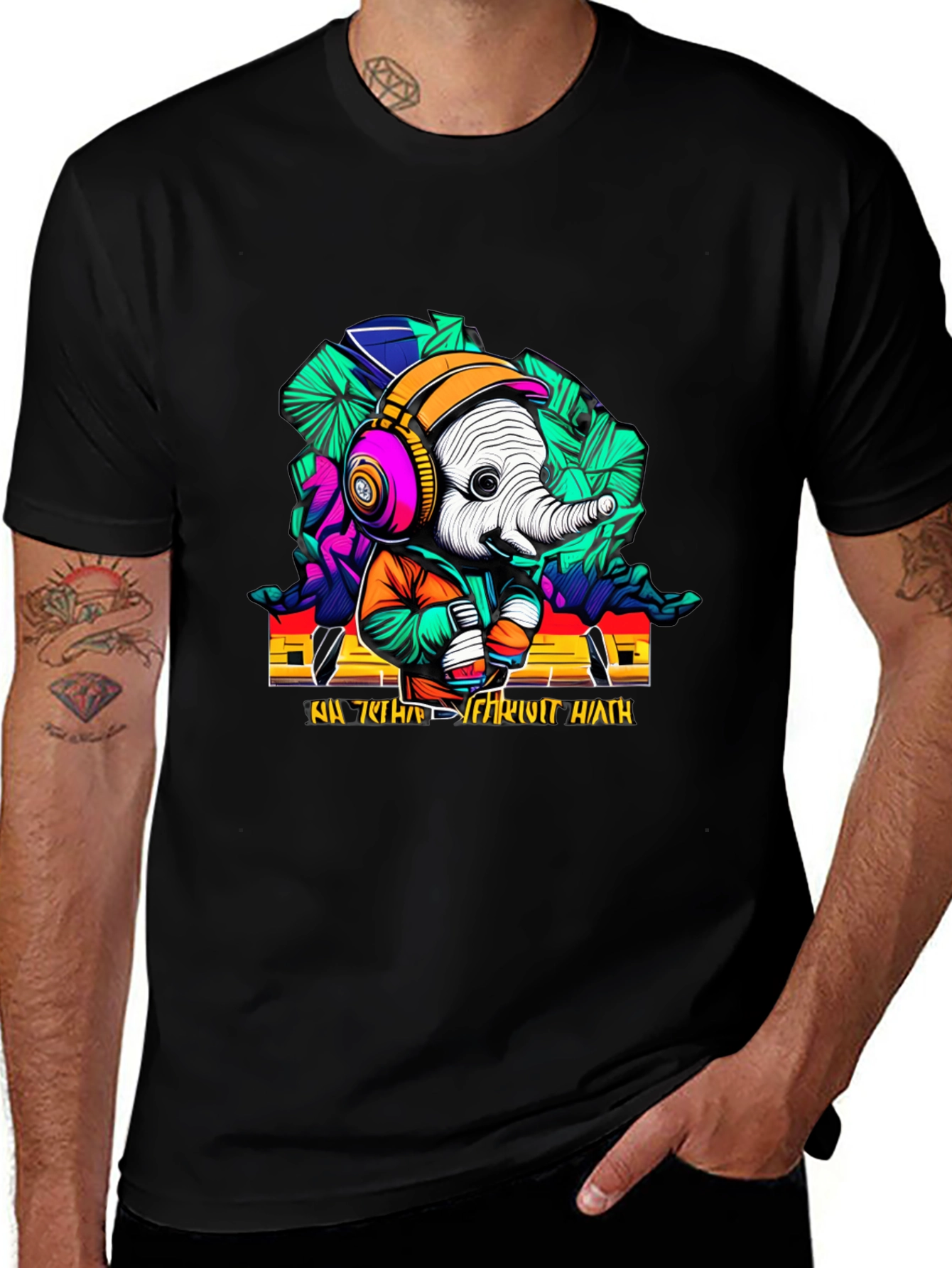 Variant 20 of Funky Elephant Graphic T-Shirt - Unique Design