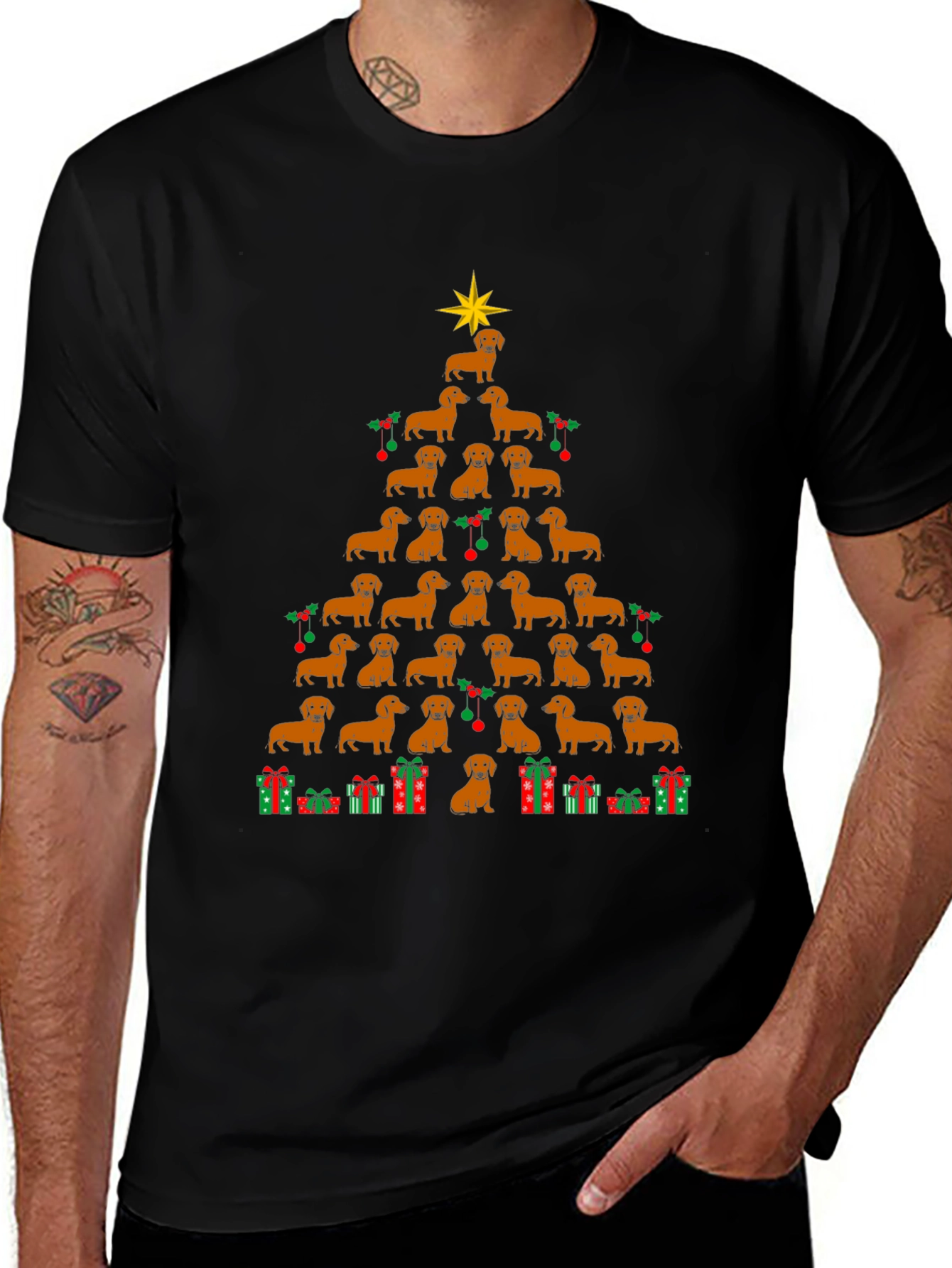 Variant 28 of Dachshund Christmas Tree T-Shirt - Holiday Dog Tee