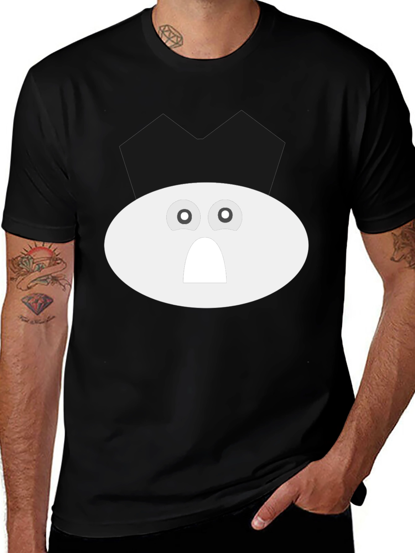 Variant 7 of Funny Ghost Face Black Cotton T-Shirt