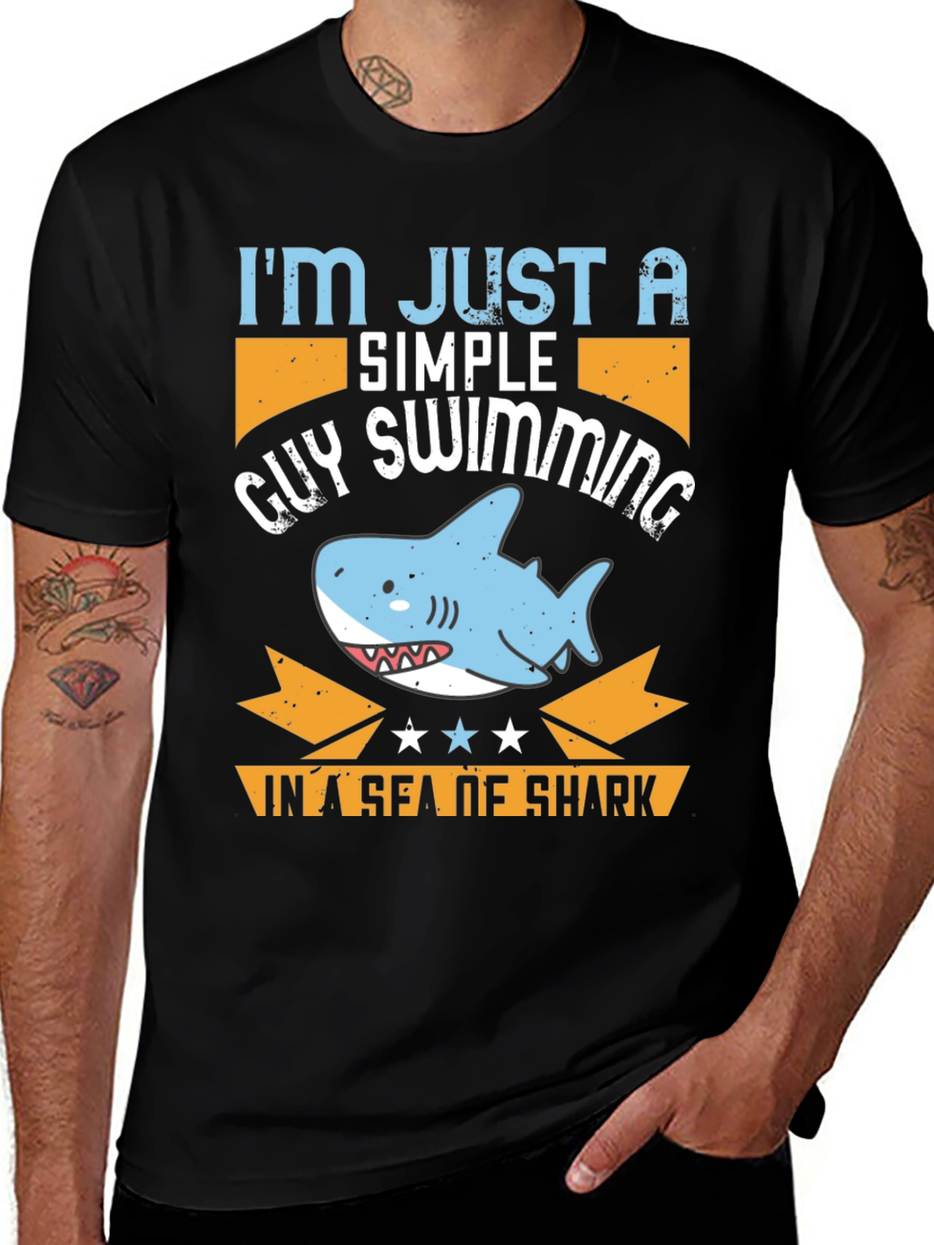 Variant 22 of Simple Guy Swimming Shark T-Shirt