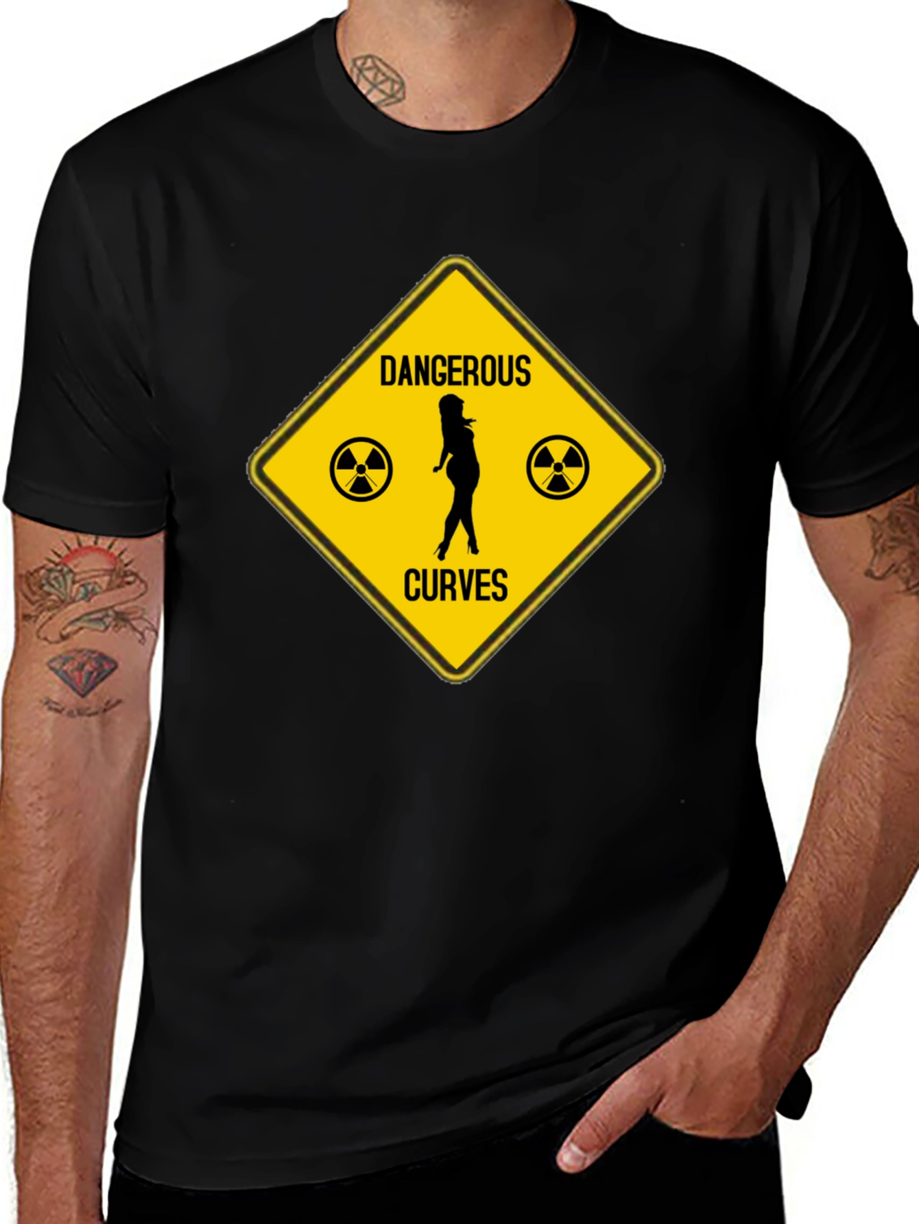 Variant 24 of Dangerous Curves Graphic T-Shirt - Humor Novelty Tee