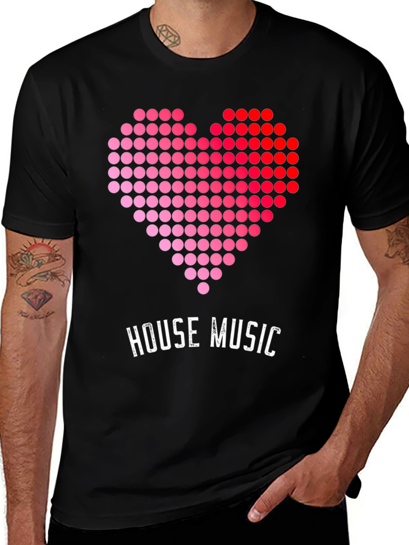 Variant 19 of House Music Heart Graphic Tee - Black