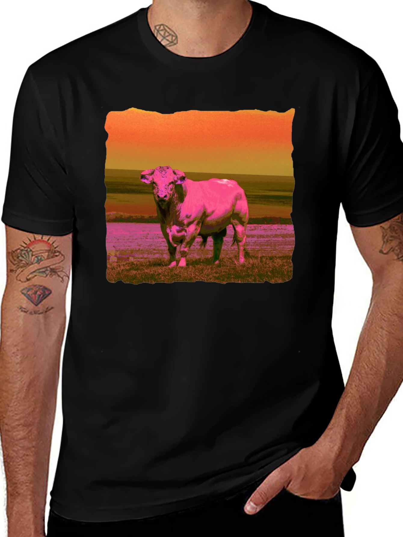 Variant 23 of Bull Graphic Tee - Retro Style Men's T-Shirt