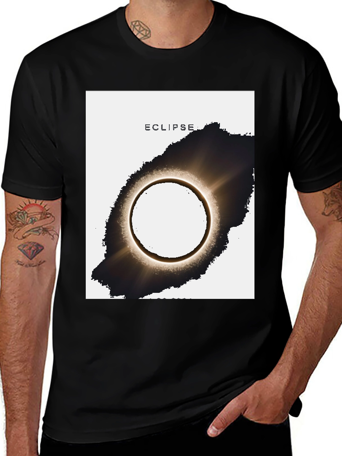 Variant 6 of Eclipse Graphic Tee - Stylish Unisex Black T-Shirt