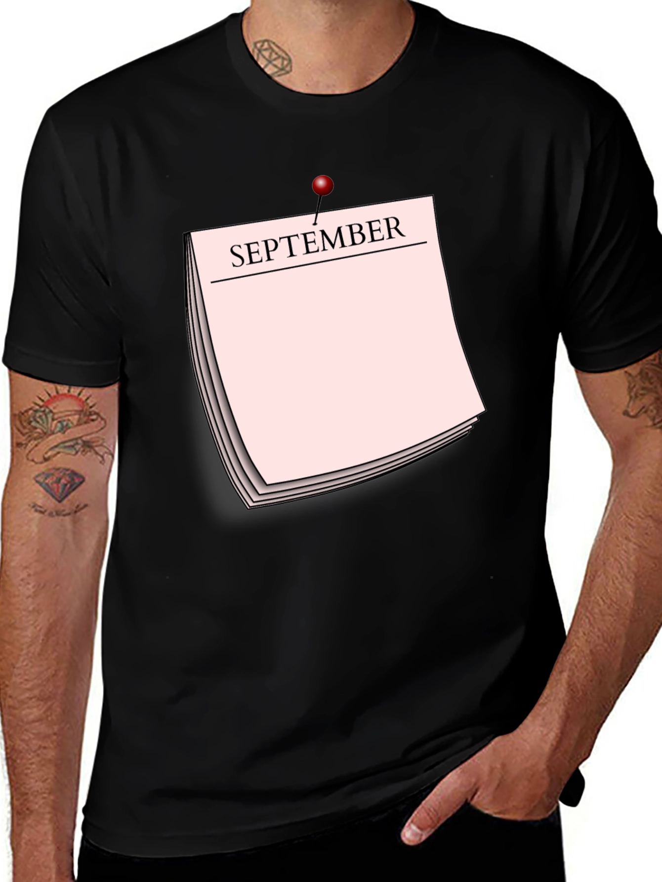 Variant 19 of September Calendar T-Shirt - Black Cotton Graphic Tee