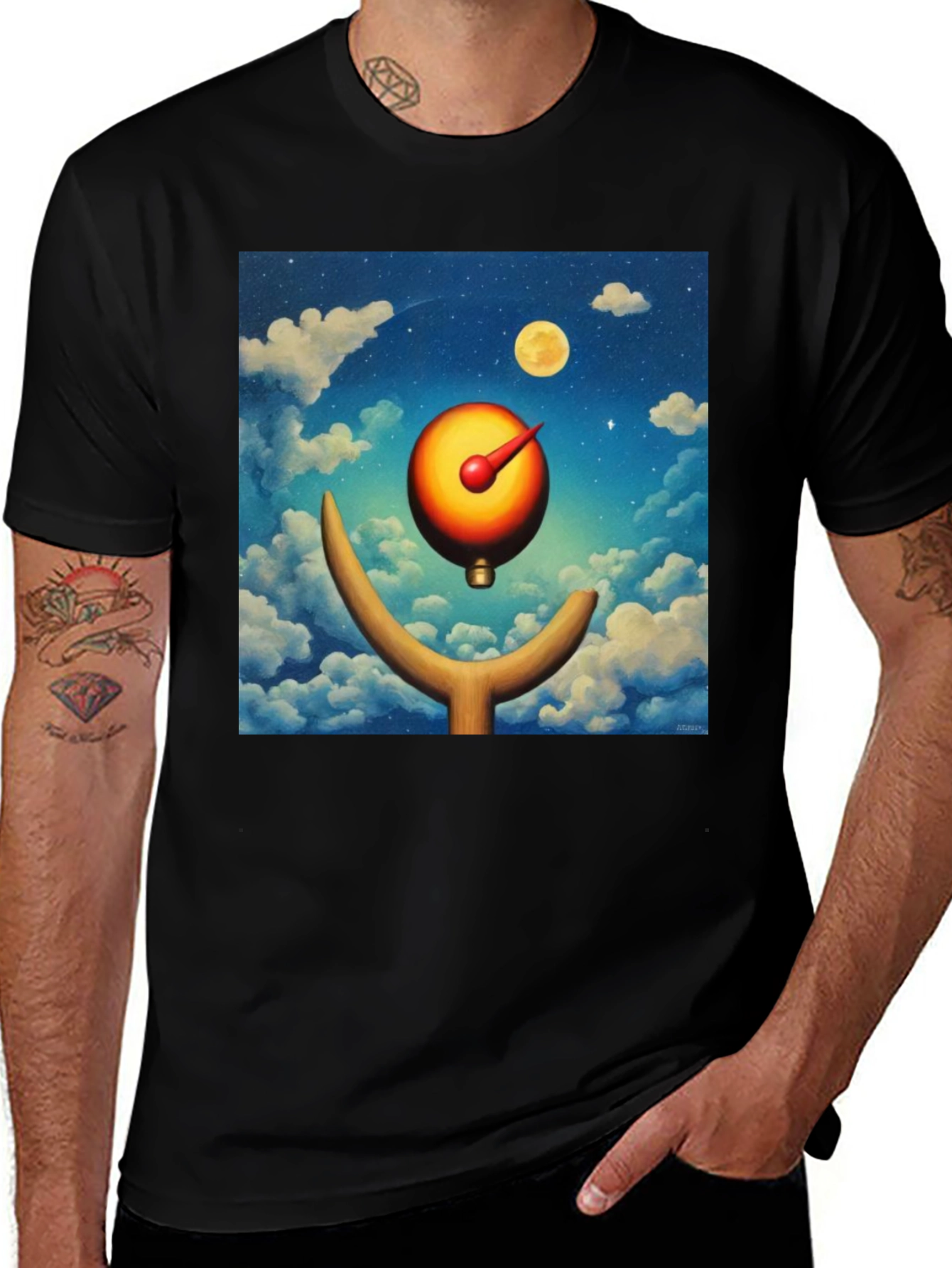 Variant 25 of Surreal Moon Dial Black T-Shirt
