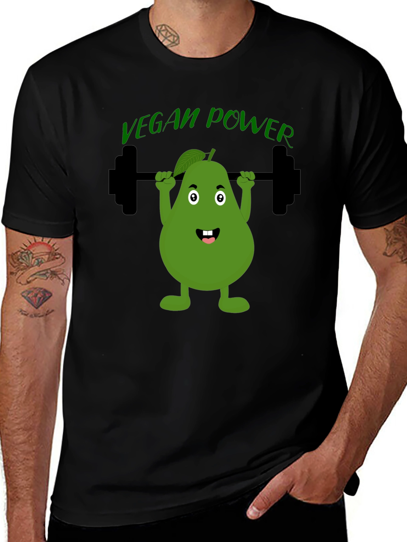 Variant 28 of Vegan Power T-Shirt Avocado Gym Tee