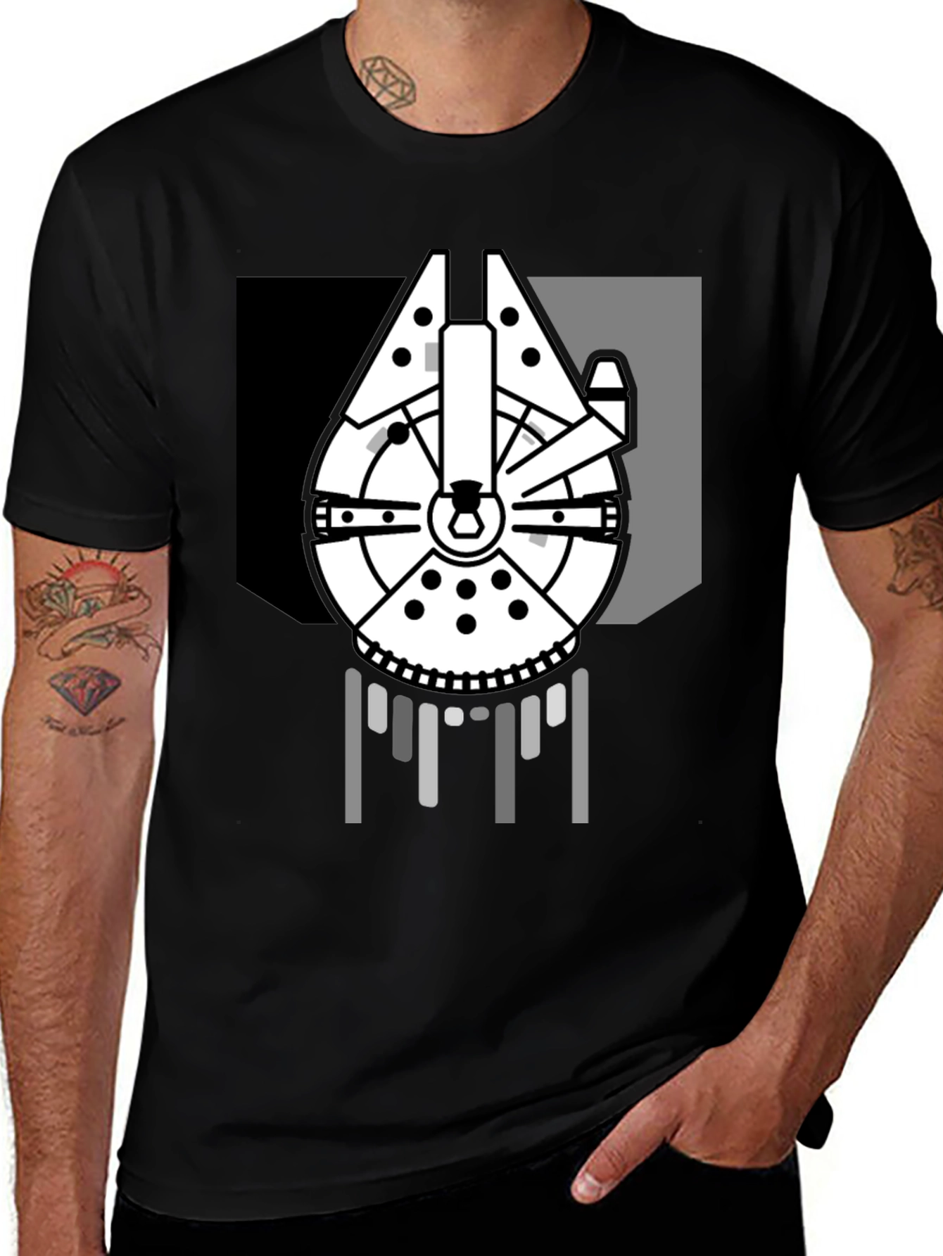 Star Wars Millennium Falcon Graphic Tee - Men's Black T-Shirt