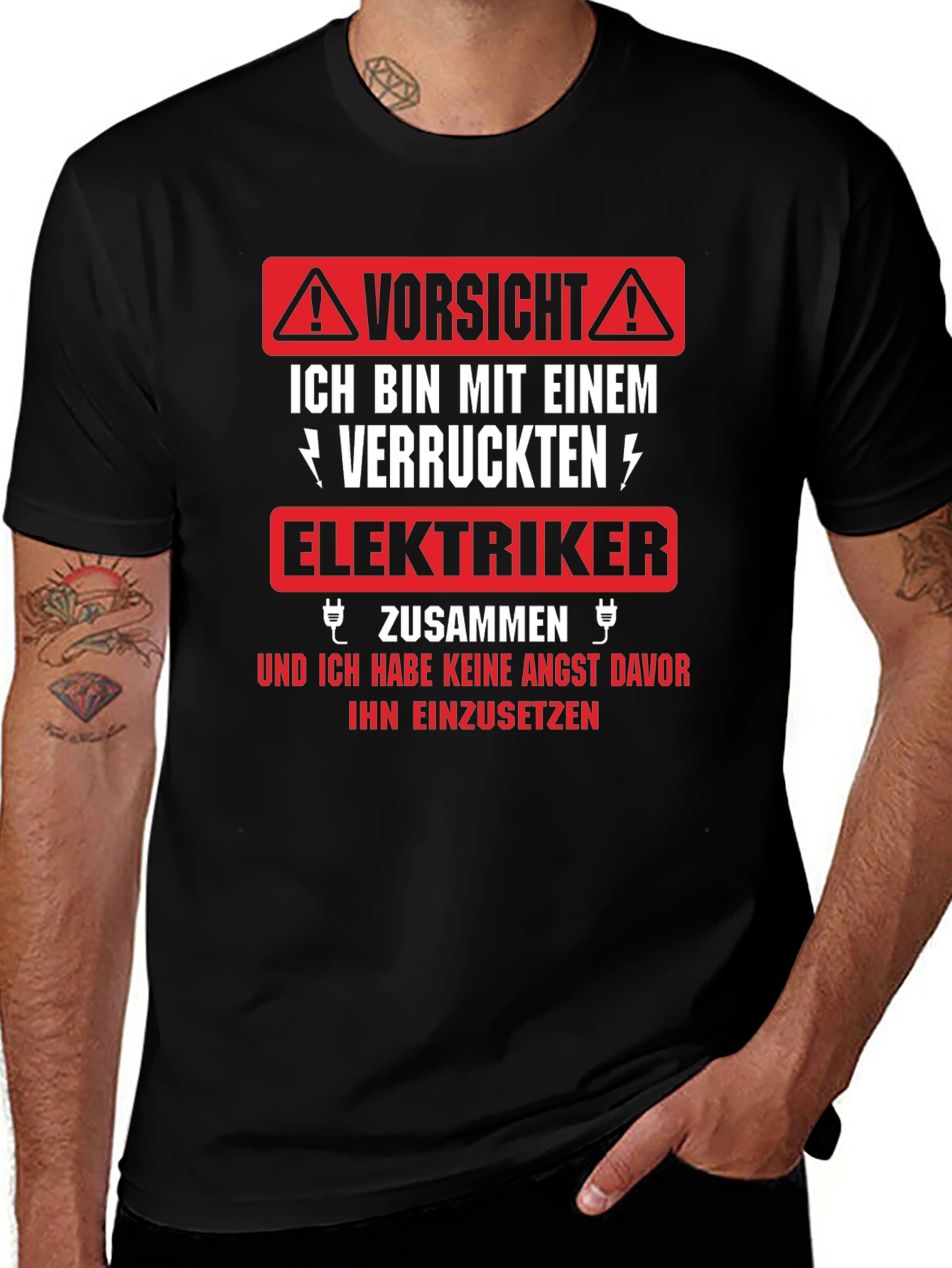 Variant 13 of Funny Electrician T-Shirt - Vorsicht Elektriker!
